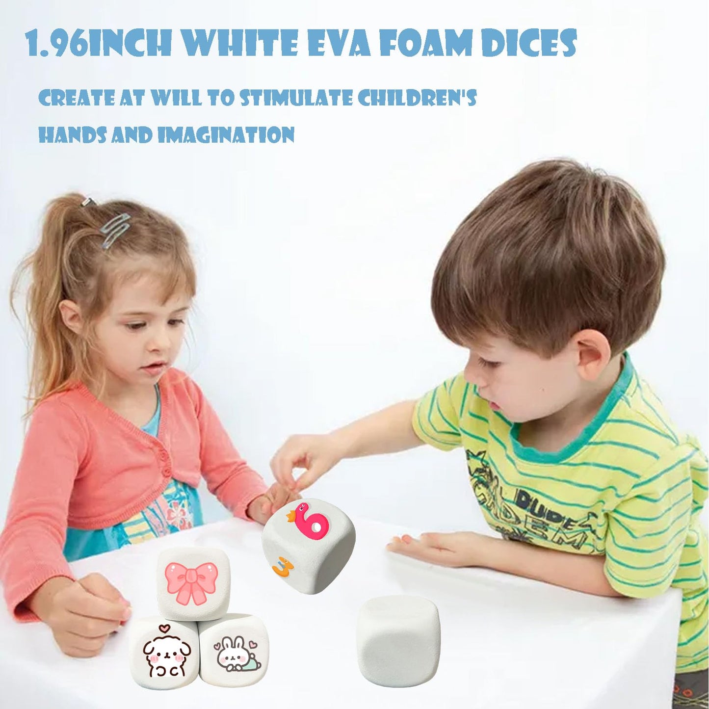 Qidiwin White EVA Foam Dice – 12-Pack for Kids Creative Play (1.96 in / 5 cm)
