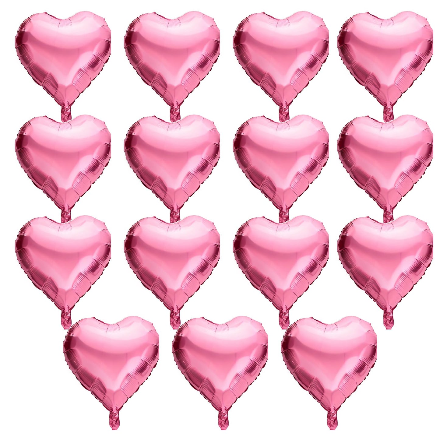 QIHOMPIB 15 Pink Heart Foil Balloons – 18in Valentine’s Day Decorations