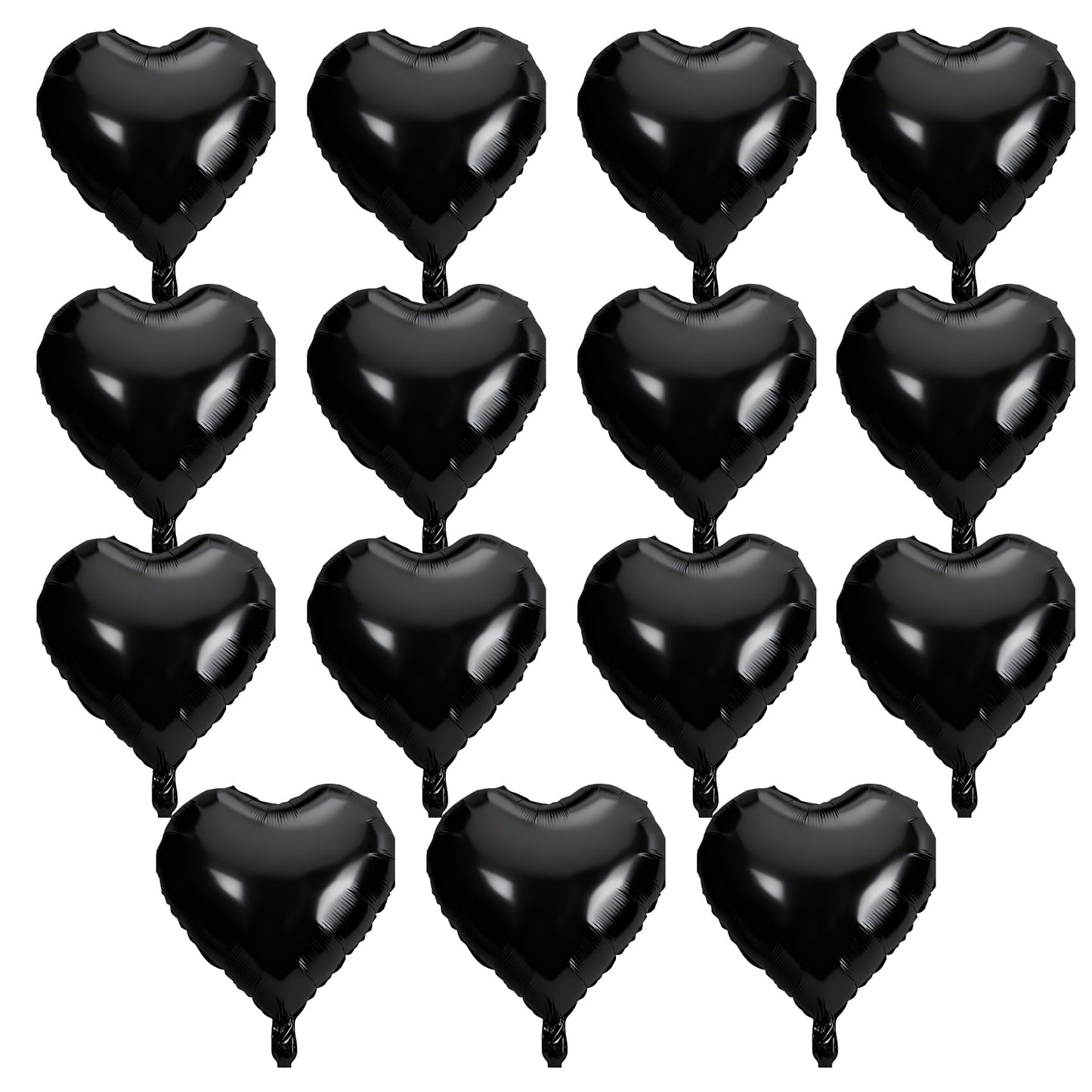 QIHOMPIB 15-Piece Black Heart Foil Balloons, 18-Inch — Valentine Decor