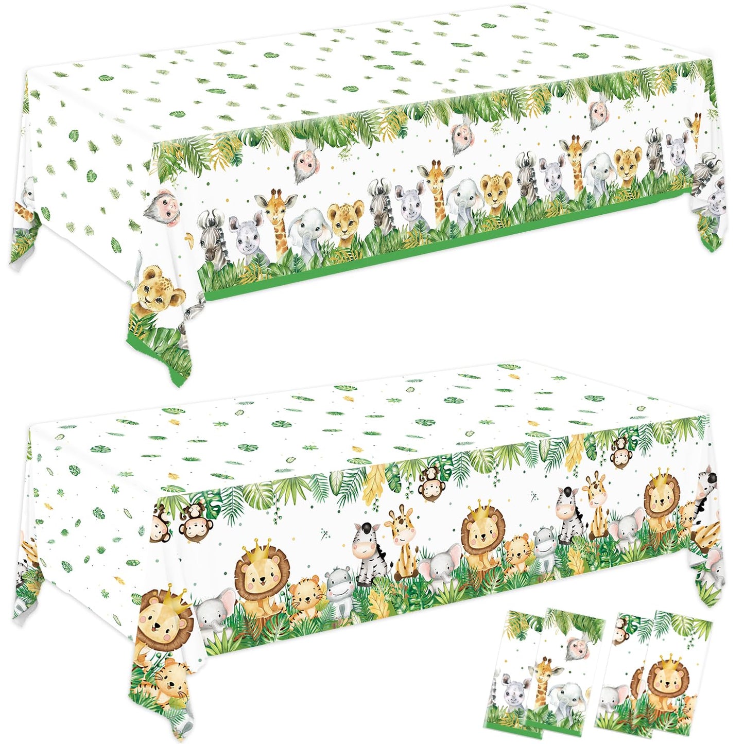 QIYANPAX 4 Pack Jungle Safari Tablecloths – Sage Green 54×108 in