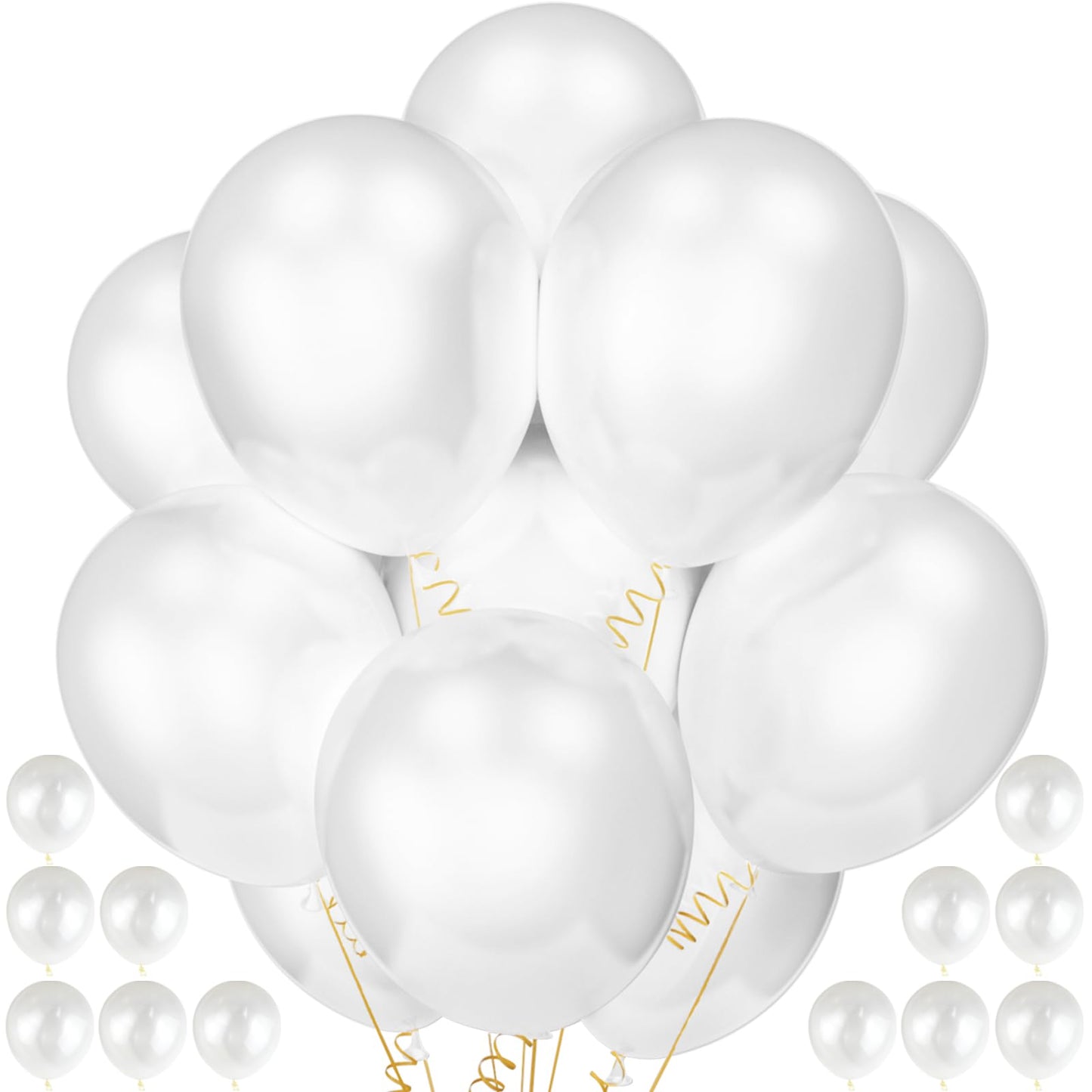QIKOOLAA 120 Pack Pearl White Balloons – Bright 12in Royal White Latex for Birthday, Wedding & Baby Shower