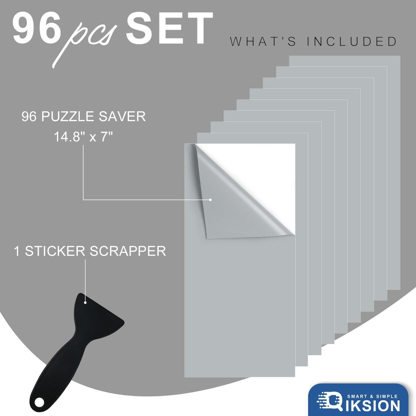 QIKSION Puzzle Saver Sheets — 96 Peel & Stick Sheets to Preserve 16x1000 Puzzles