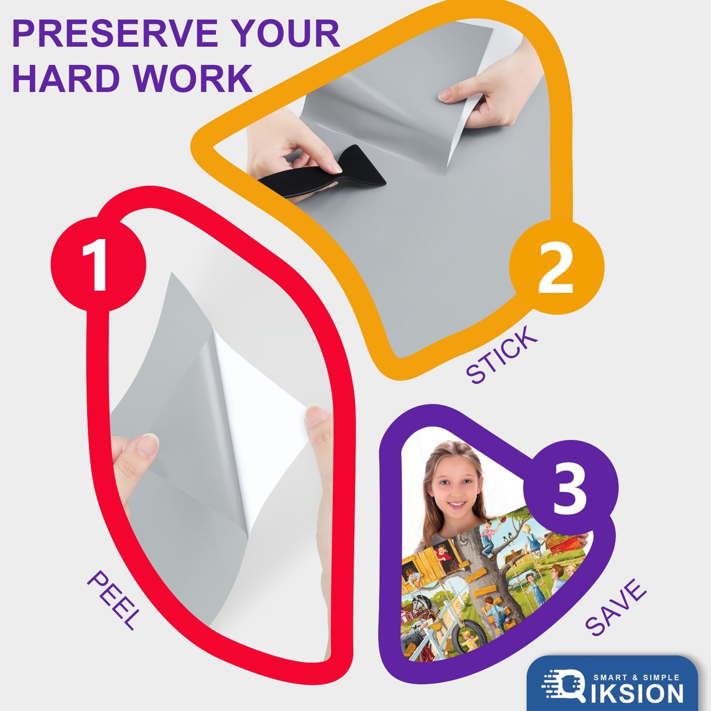 QIKSION Puzzle Saver Sheets — 96 Peel & Stick Sheets to Preserve 16x1000 Puzzles