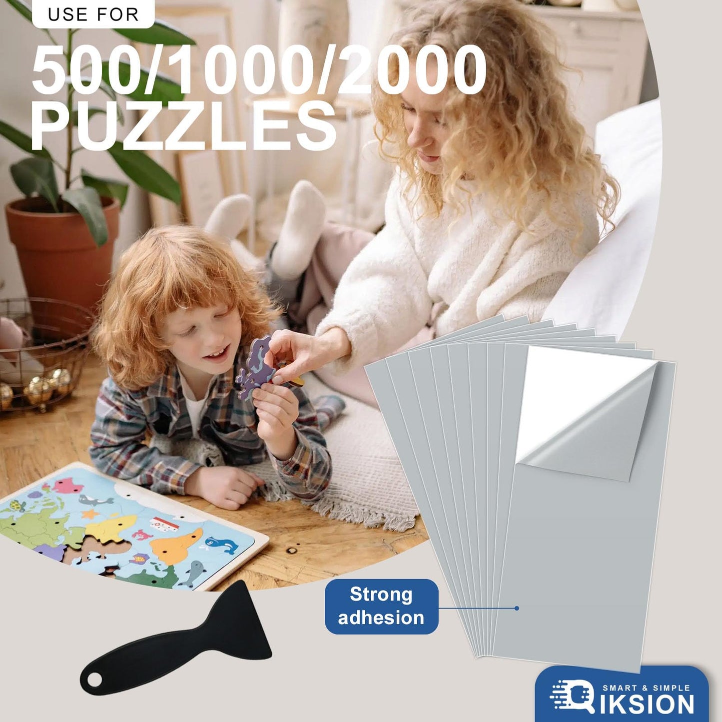 QIKSION Puzzle Saver Sheets — 96 Peel & Stick Sheets to Preserve 16x1000 Puzzles