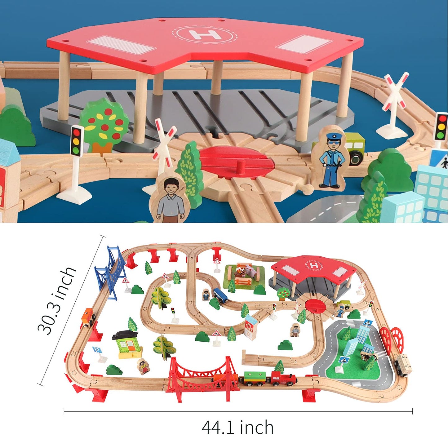 Qilay 140-Piece Deluxe Wooden Train Set for Kids – Creative Track Builder