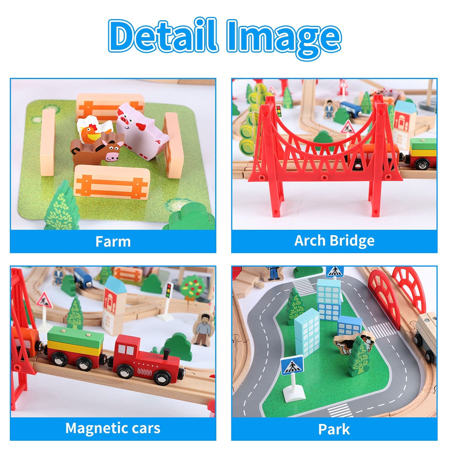 Qilay 140-Piece Deluxe Wooden Train Set for Kids – Creative Track Builder