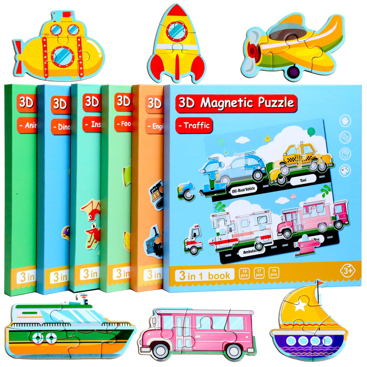 QimuMku Magnetic Puzzles for Toddlers | Travel Car Activities 1-5 Years