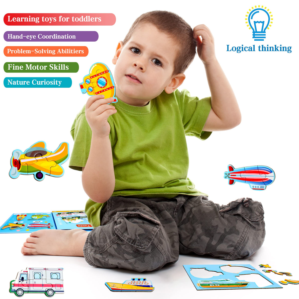 QimuMku Magnetic Puzzles for Toddlers | Travel Car Activities 1-5 Years