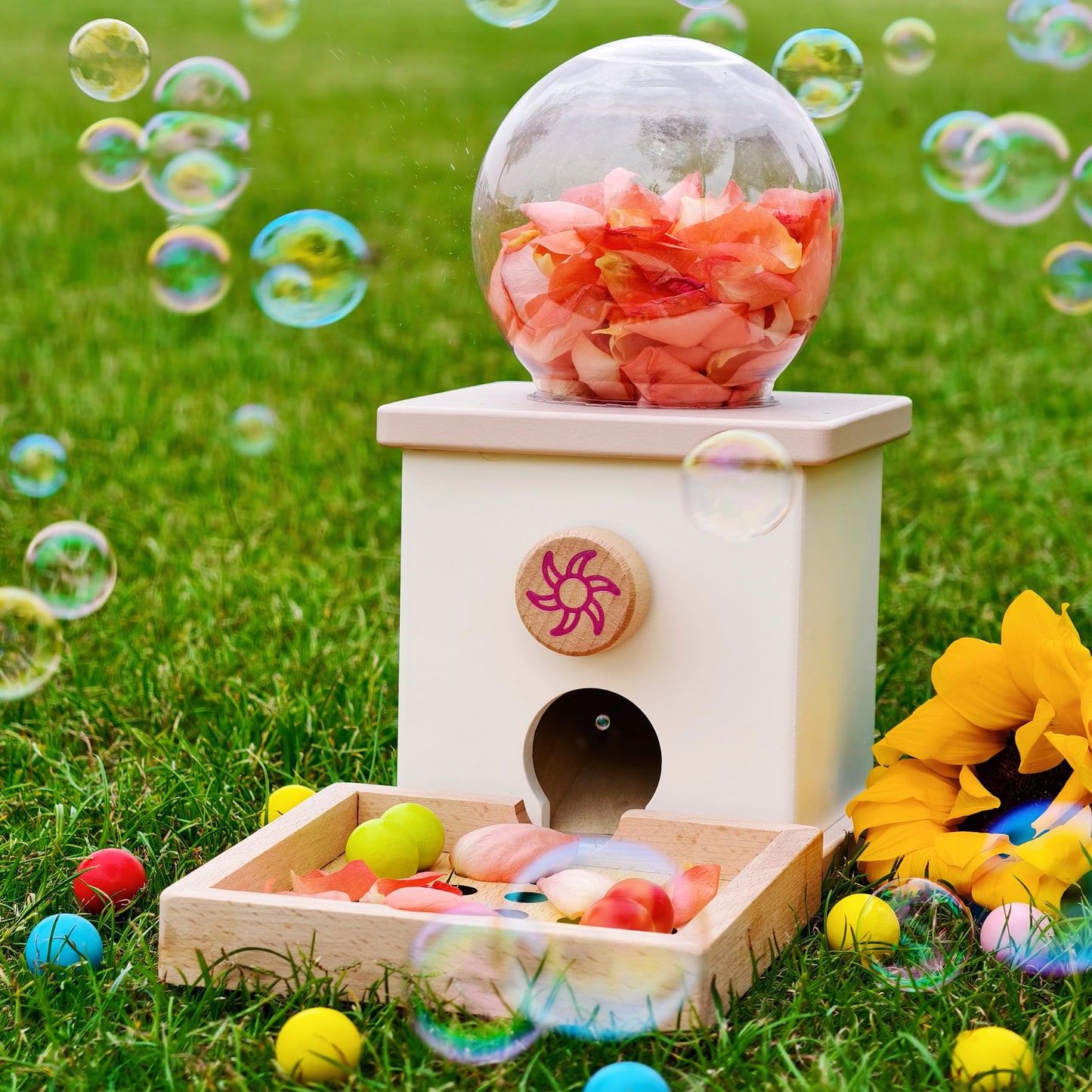 QimuMku 9.6-inch Wooden Gumball Machine – Montessori Counting Toy for Ages 3-8