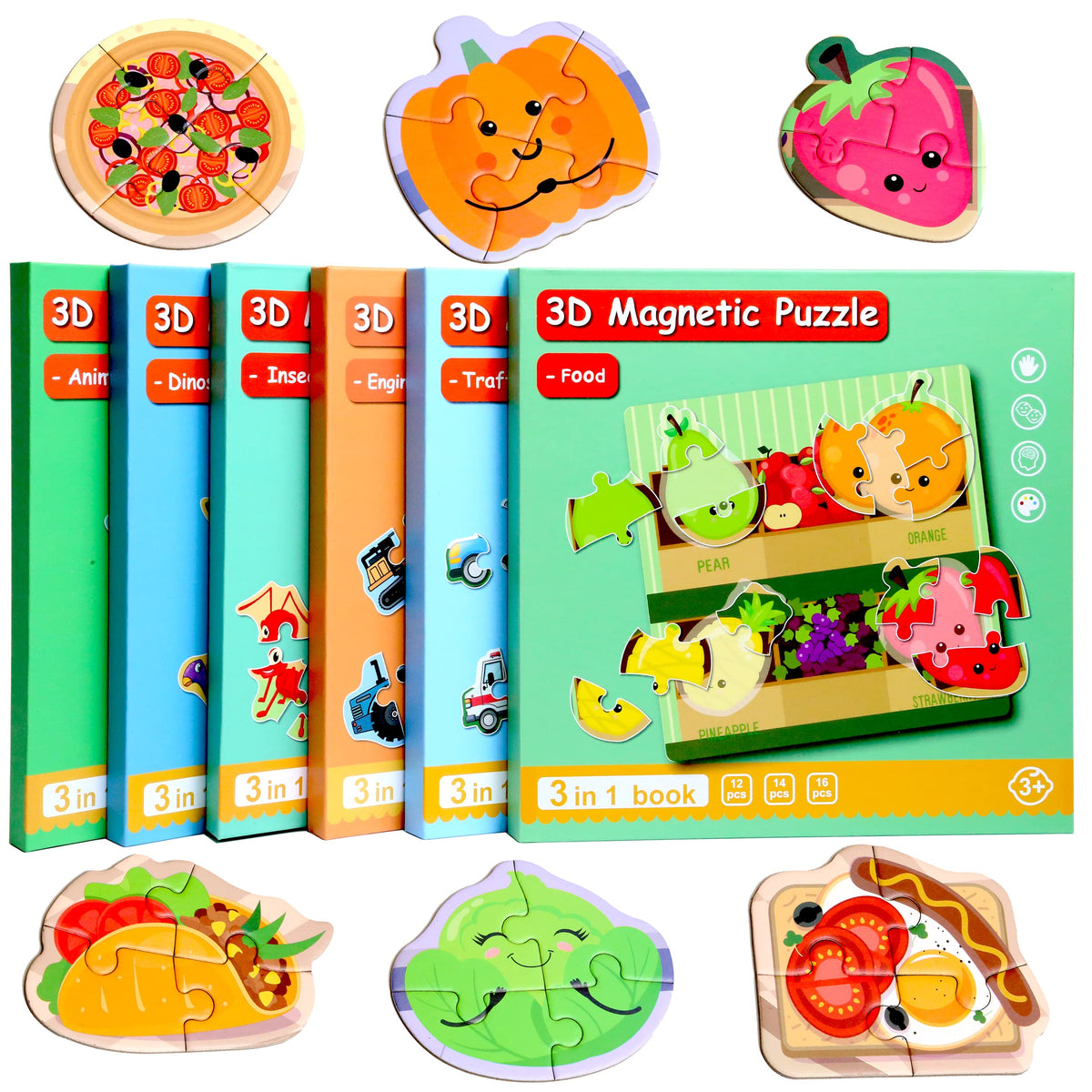QimuMku Magnetic Puzzles for Toddlers | Travel-Friendly 6-Themes (Ages 1-5)