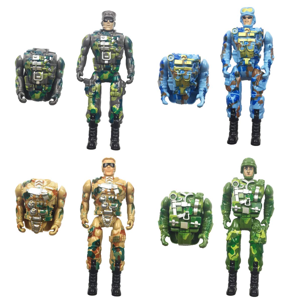 QINGQIU 4 Pack Jumbo Soldier Deformation Easter Eggs – Prefilled Soldier Toys Inside