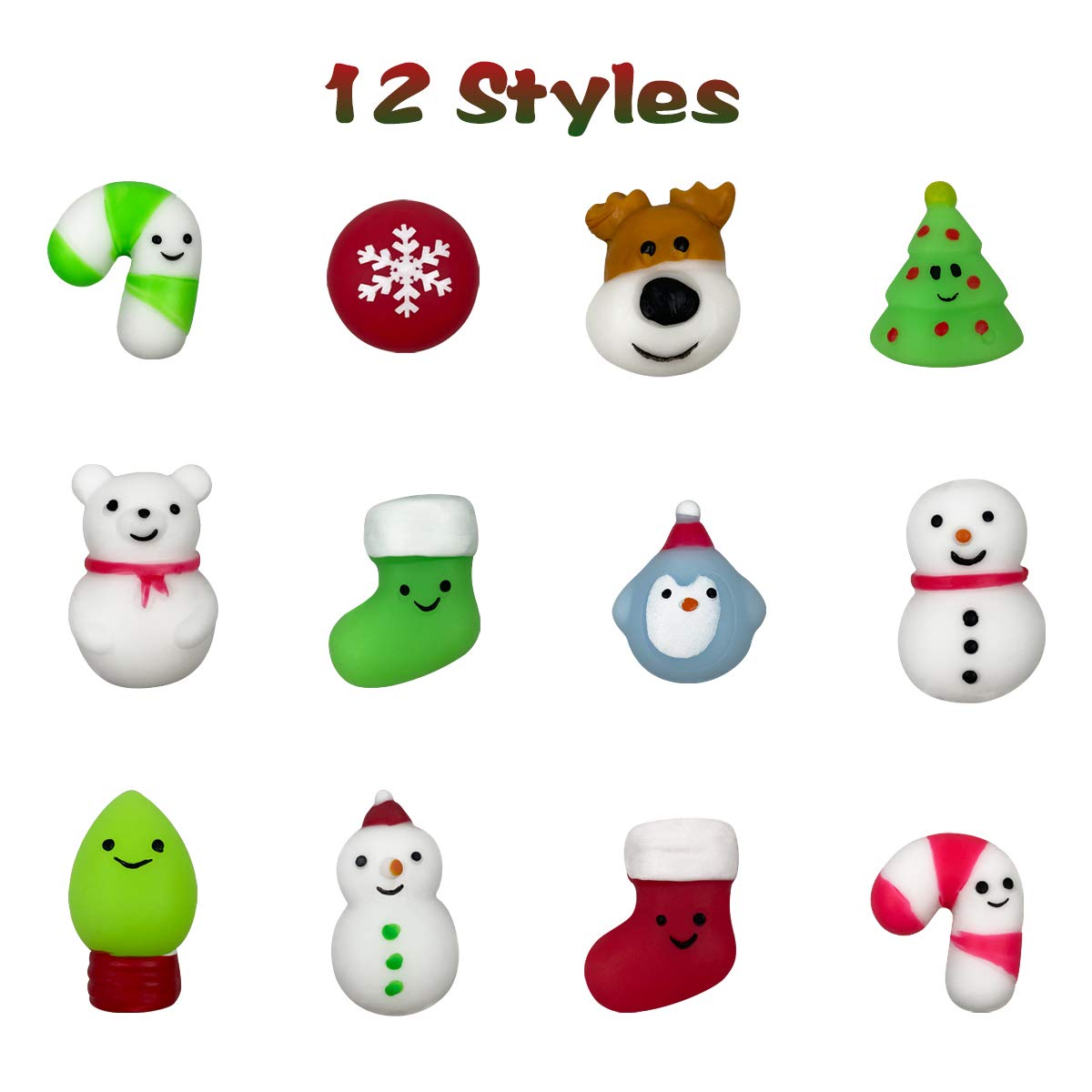 QINGQIU 24 PCS Christmas Mochi Squishy Toys – Fun Holiday Party Favors for Kids