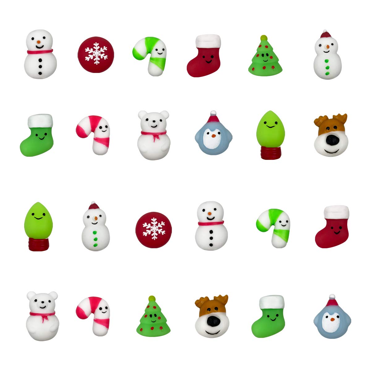 QINGQIU 24 PCS Christmas Mochi Squishy Toys – Fun Holiday Party Favors for Kids