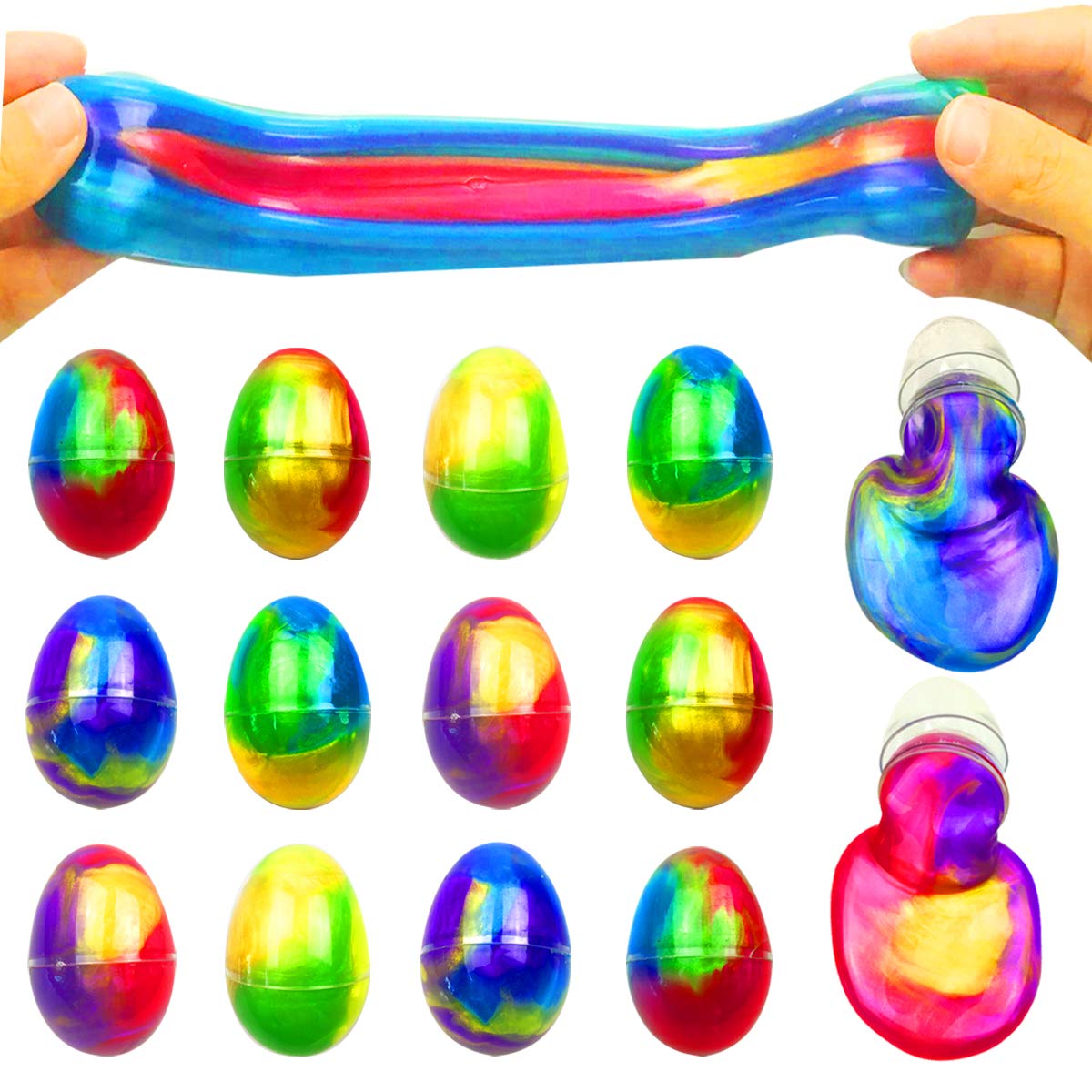 QINGQIU 12 Pack Colorful Slime Eggs – Safe Easter Toys for Kids