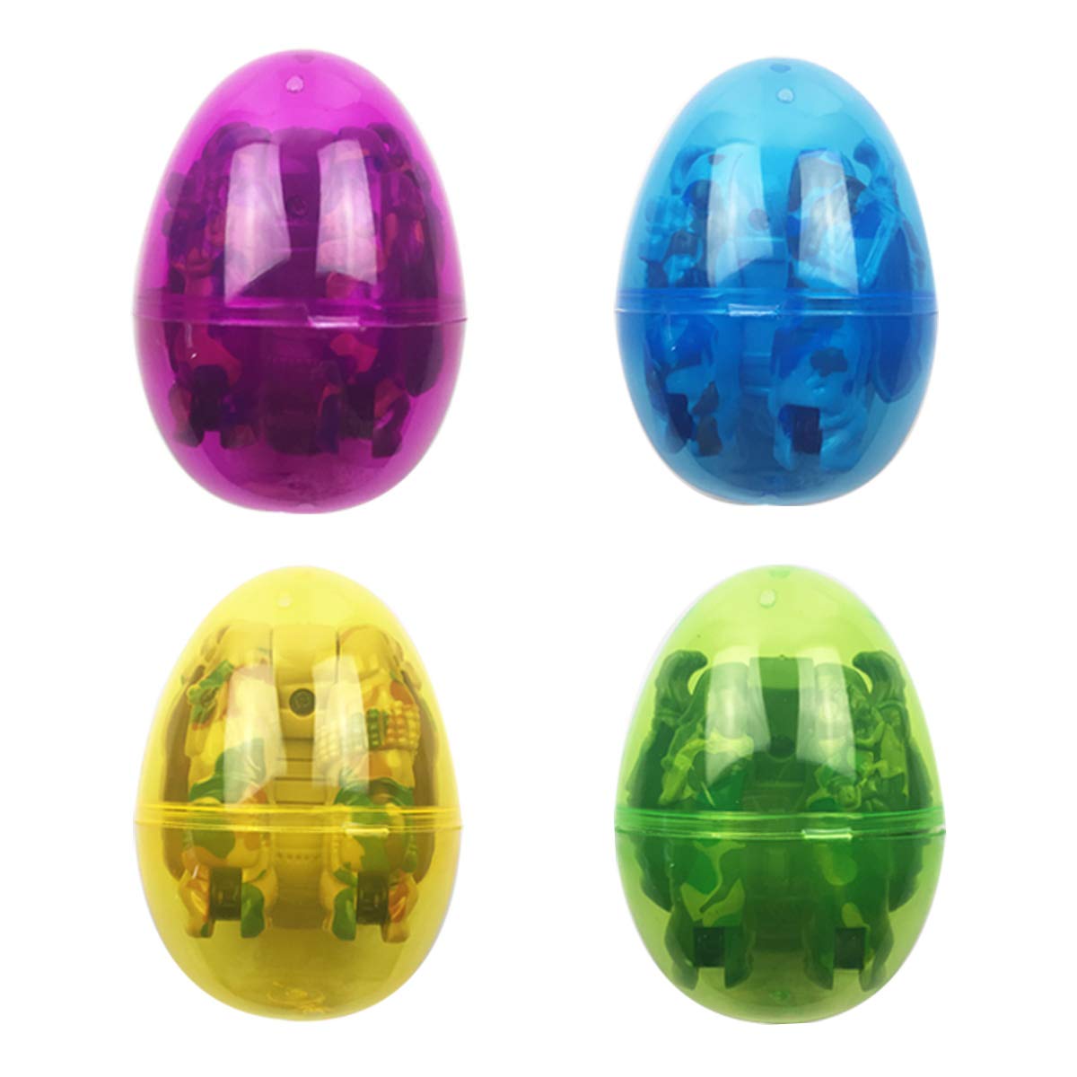 QINGQIU 4 Pack Jumbo Soldier Deformation Easter Eggs – Prefilled Soldier Toys Inside