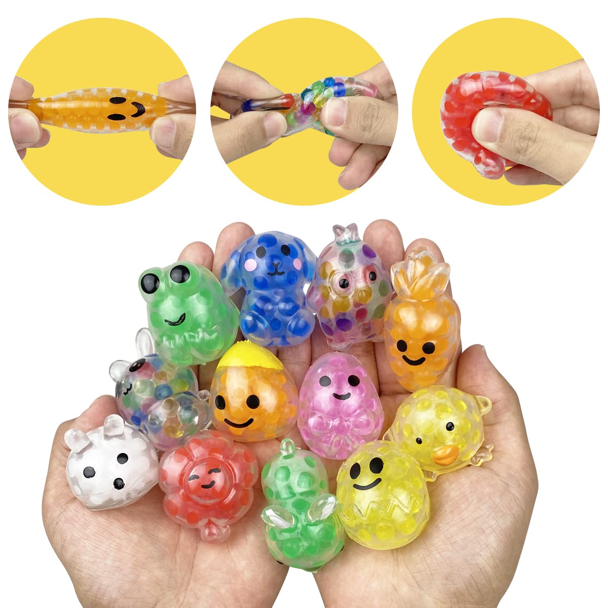 QINGQIU 12 PCS Easter Mini Stress Balls – Colorful Easter Basket Fillers & Party Favors