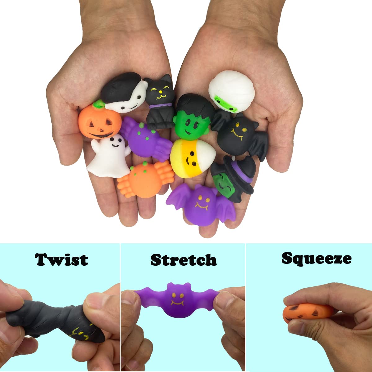 QINGQIU 72 PCS Halloween Mochi Squishies – Party Favors & Treat Bags