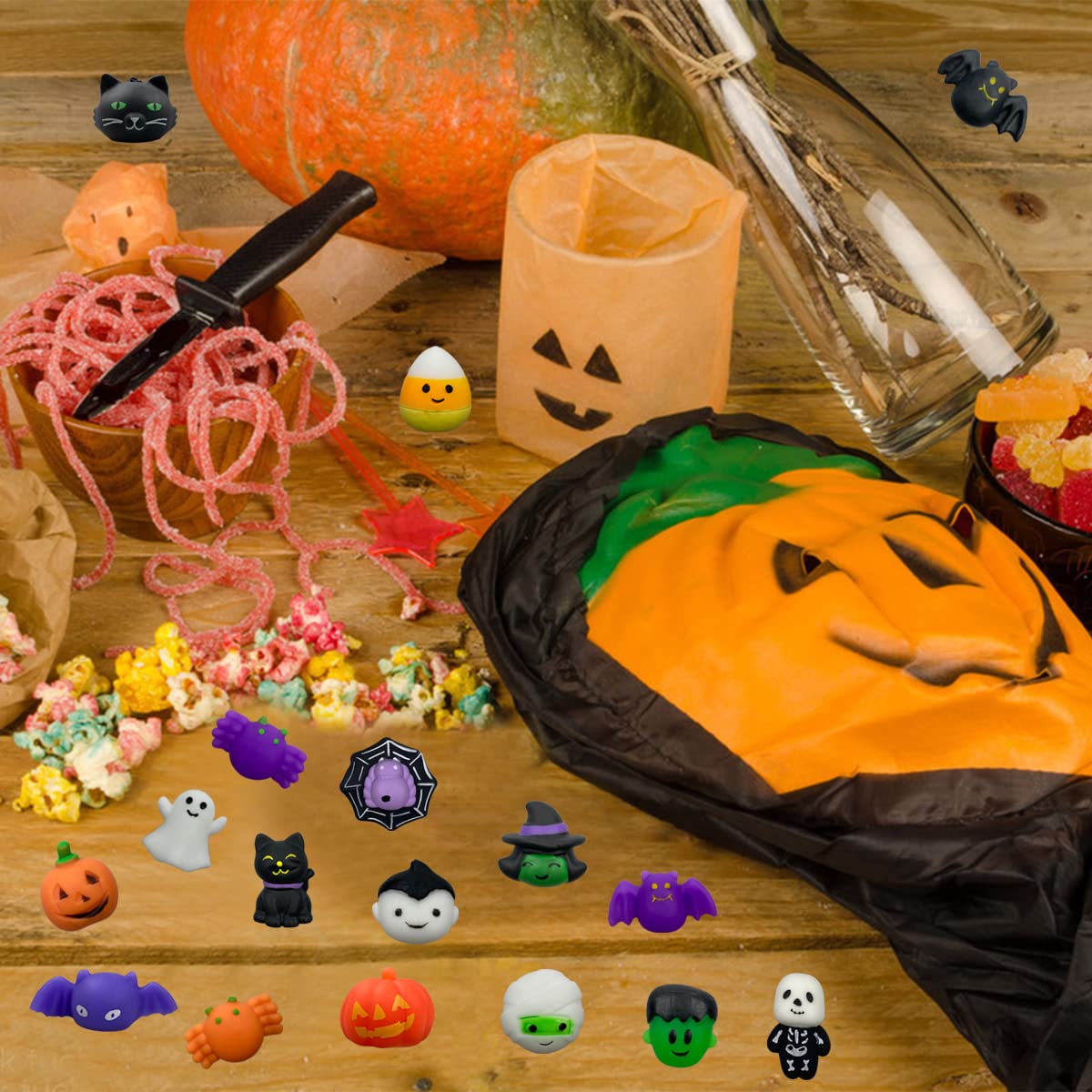 QINGQIU 72 PCS Halloween Mochi Squishies – Party Favors & Treat Bags