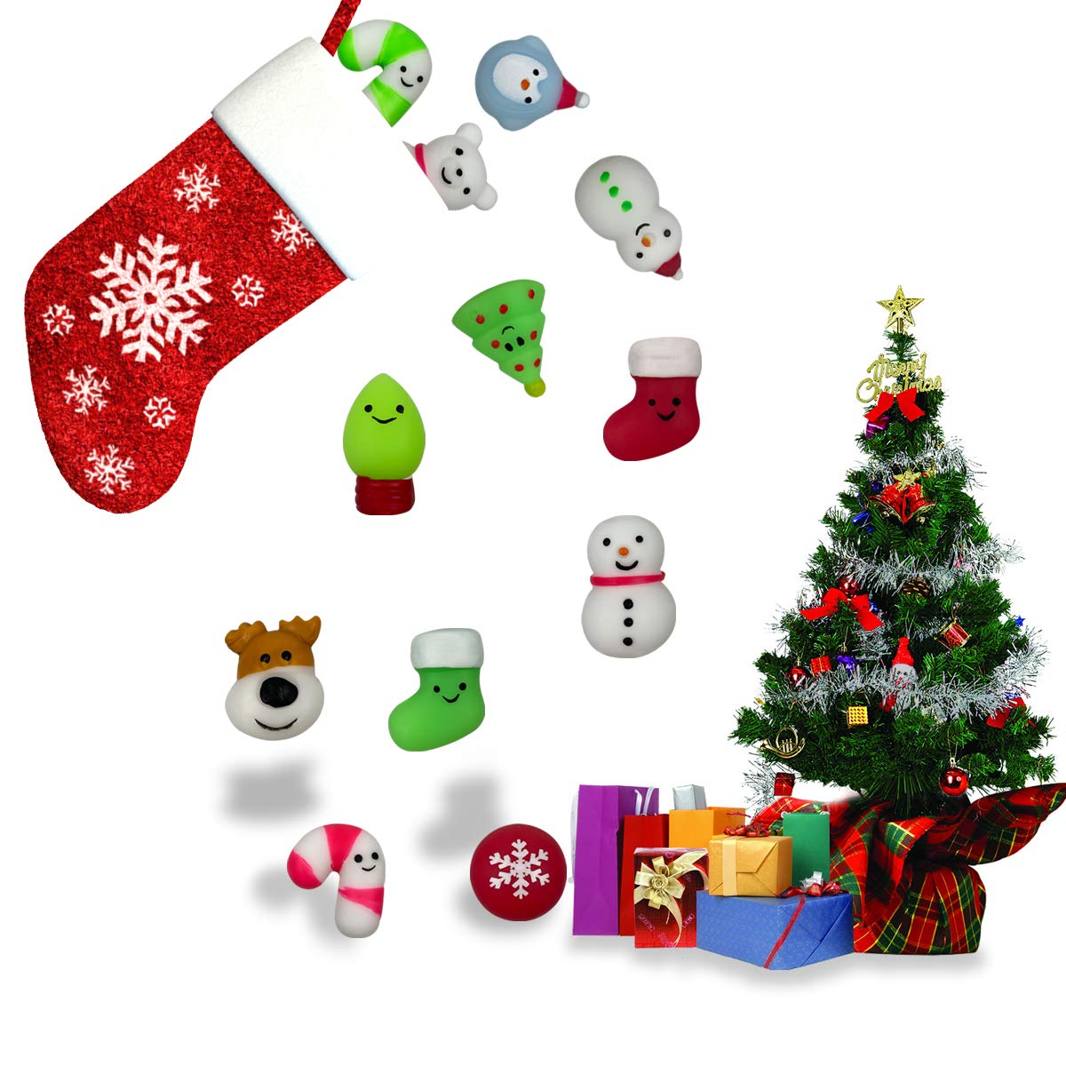 QINGQIU 24 PCS Christmas Mochi Squishy Toys – Fun Holiday Party Favors for Kids
