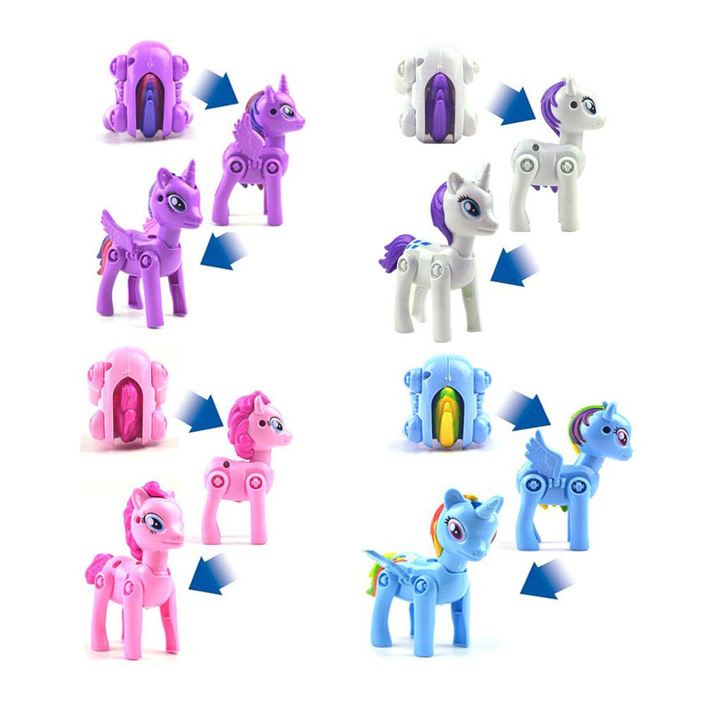QINGQIU 4 Pack Jumbo Unicorn Deformation Eggs with Toys Inside – Easter Basket Stuffers & Party Favors