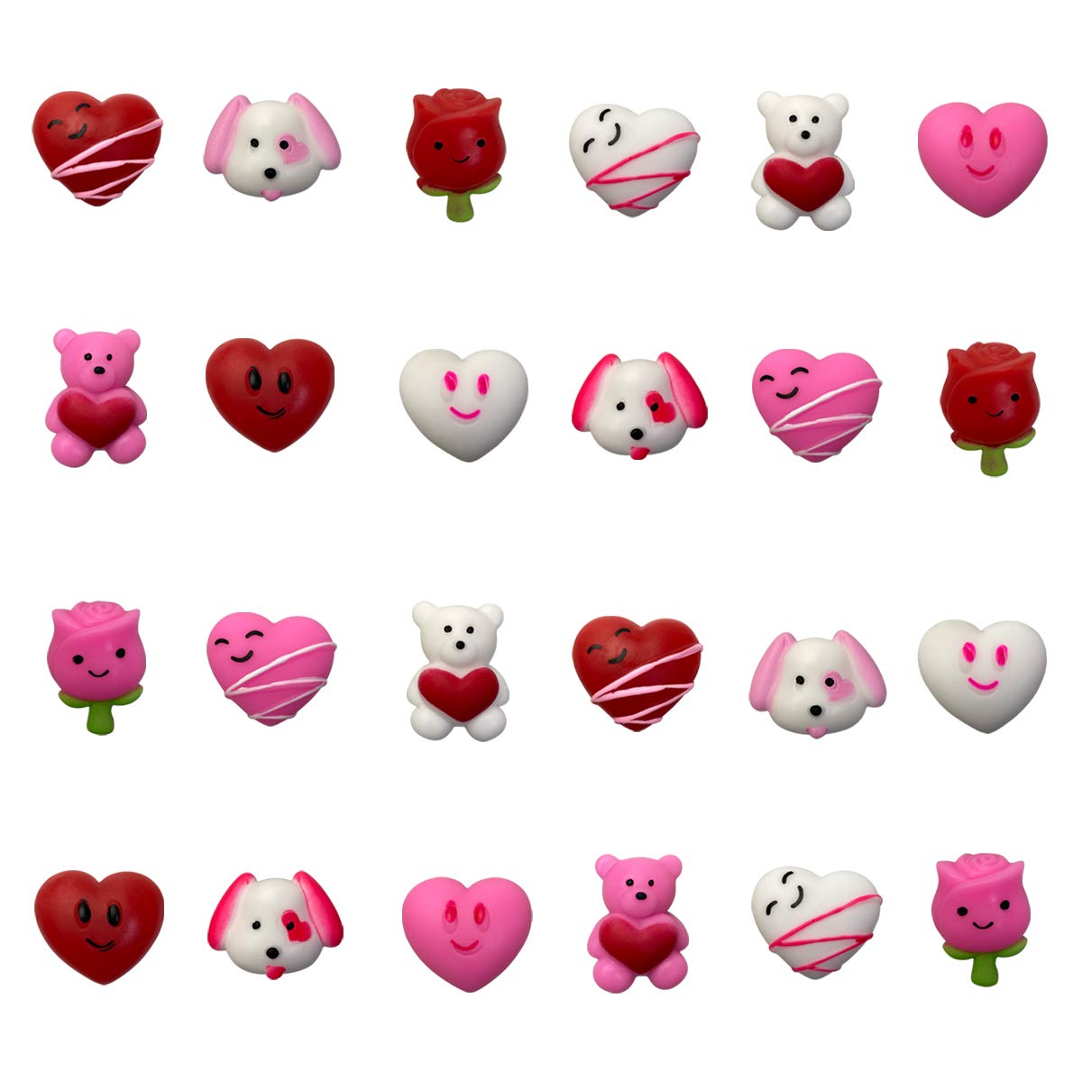 QINGQIU 24 PCS Valentines Day Mochi Squishy Toys – 12 Styles, Fun Classroom Gifts & Party Favors