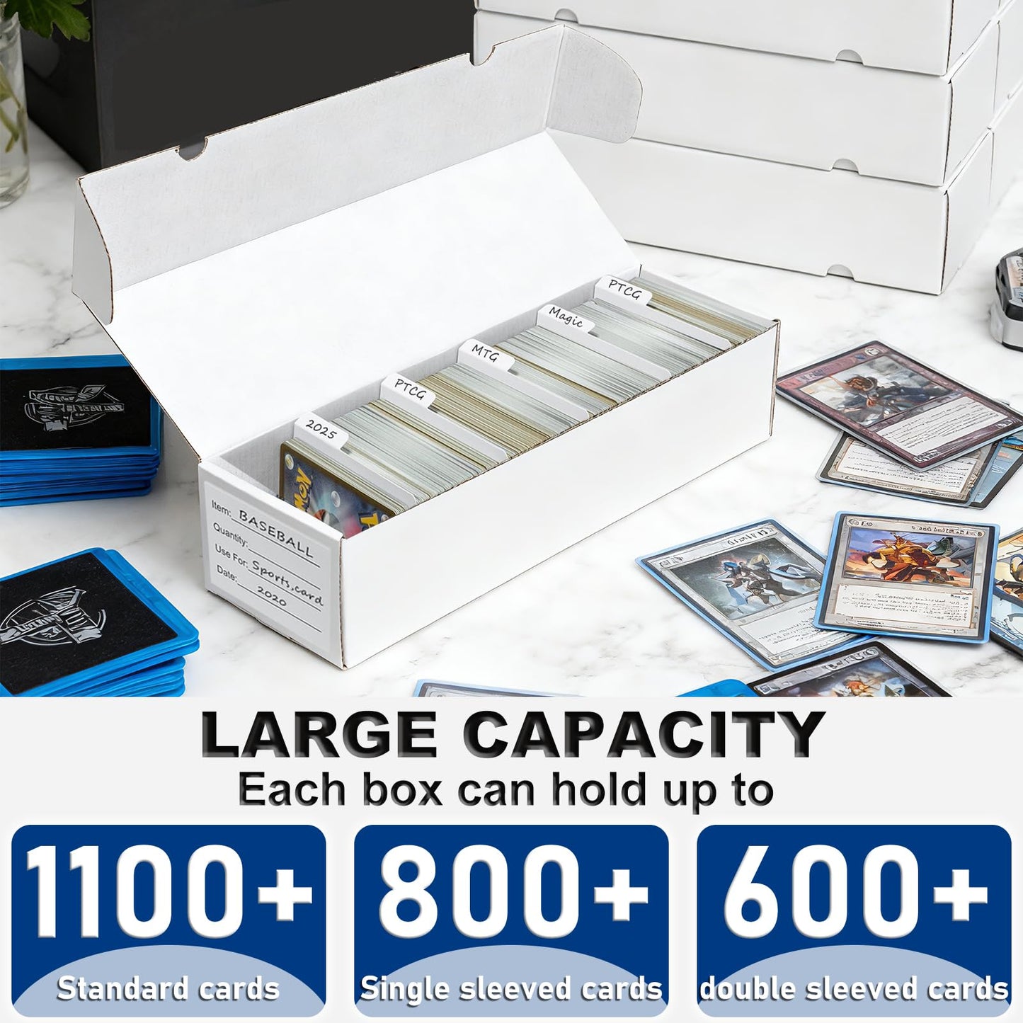 QINGUANG Trading Card Storage Box – 10 Pack, 1100 Cards, Dividers