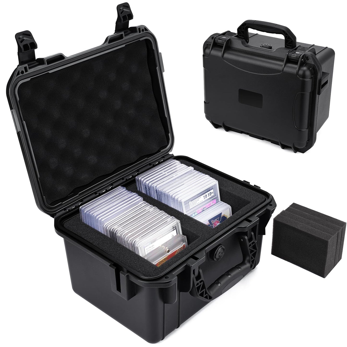 QINGUANG Graded Card Storage Box | IP67 PSA Slab Case with 4 Foam Dividers
