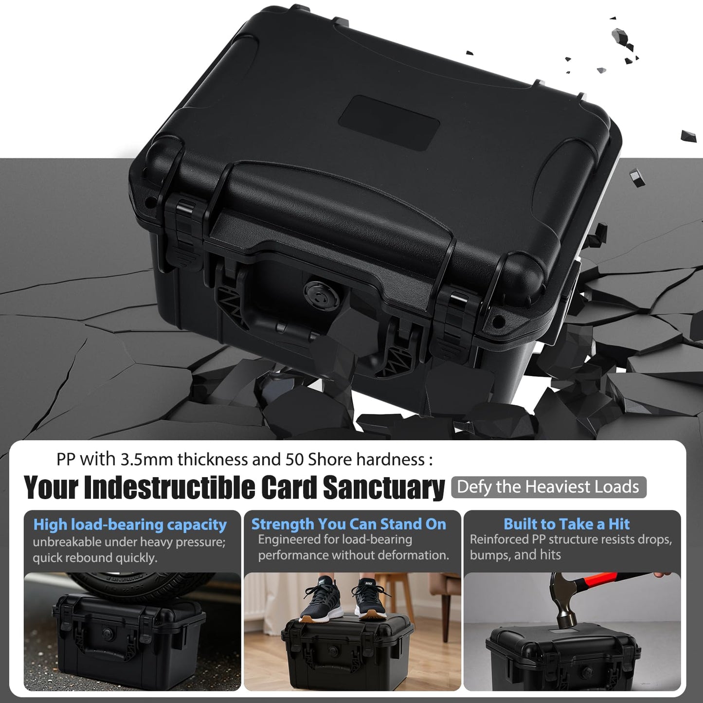 QINGUANG Graded Card Storage Box | IP67 PSA Slab Case with 4 Foam Dividers