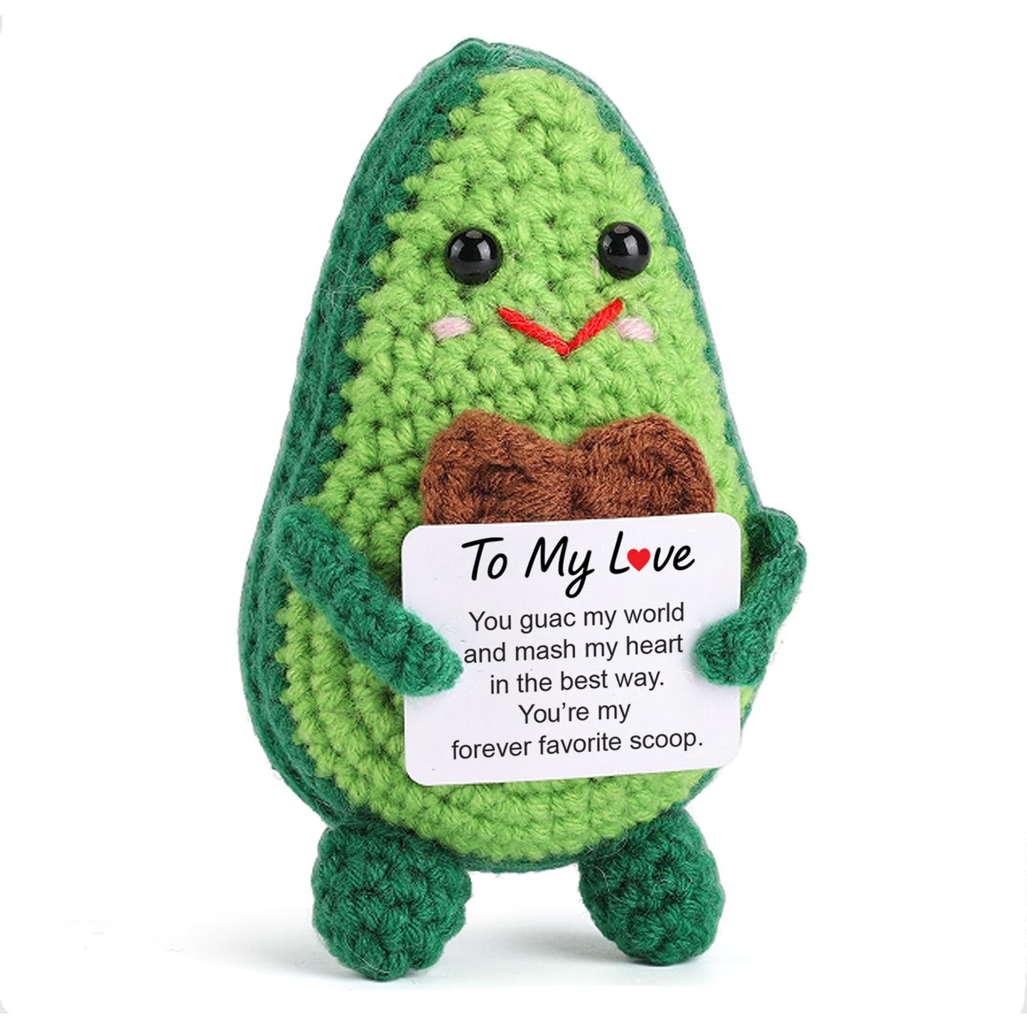 Qinthory Crochet Avocado Plush – Funny Valentine’s Day Gifts for Him & Her