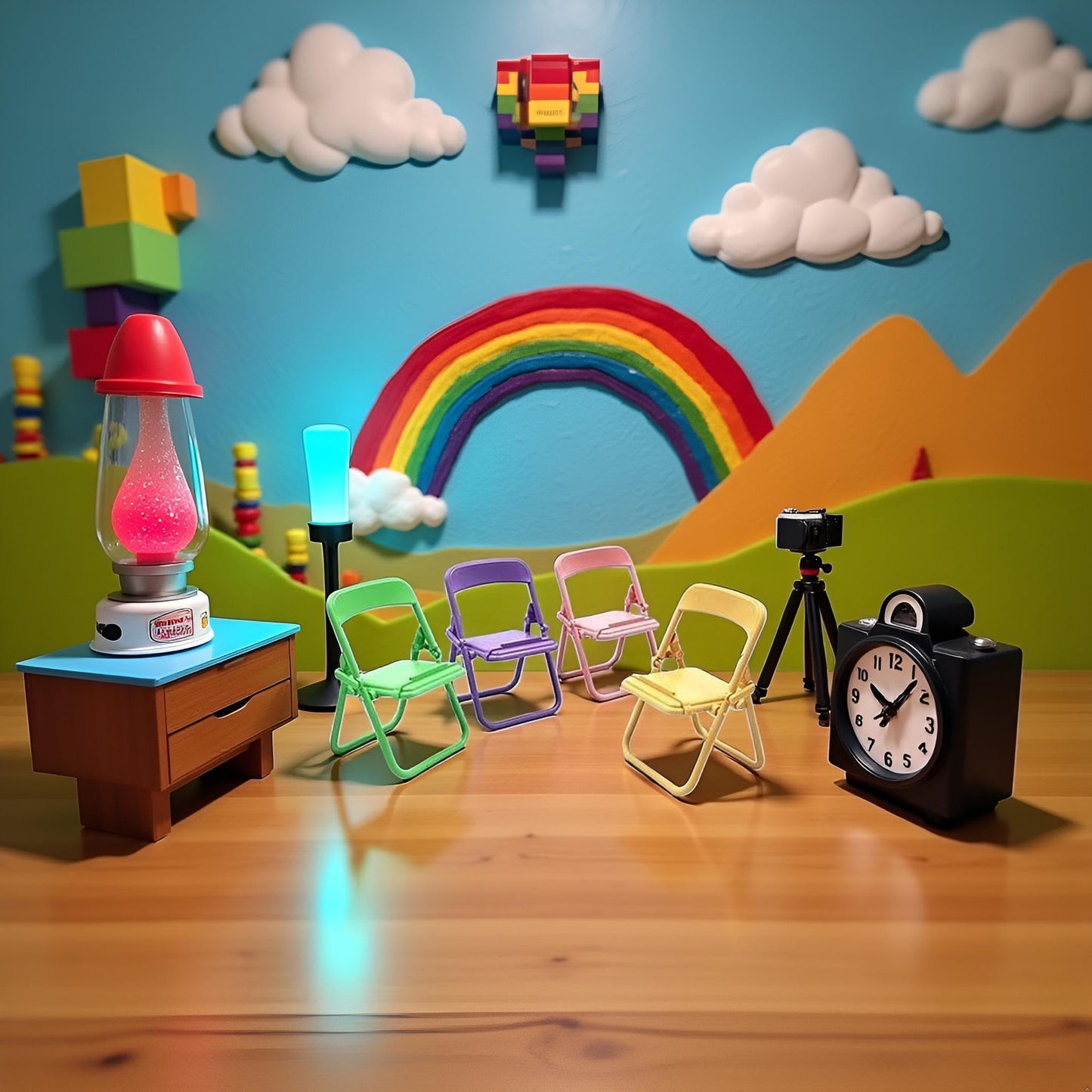 Qintreesify 5Pcs Multicolor Folding Chairs for 1:12 Dollhouse – Miniature Set