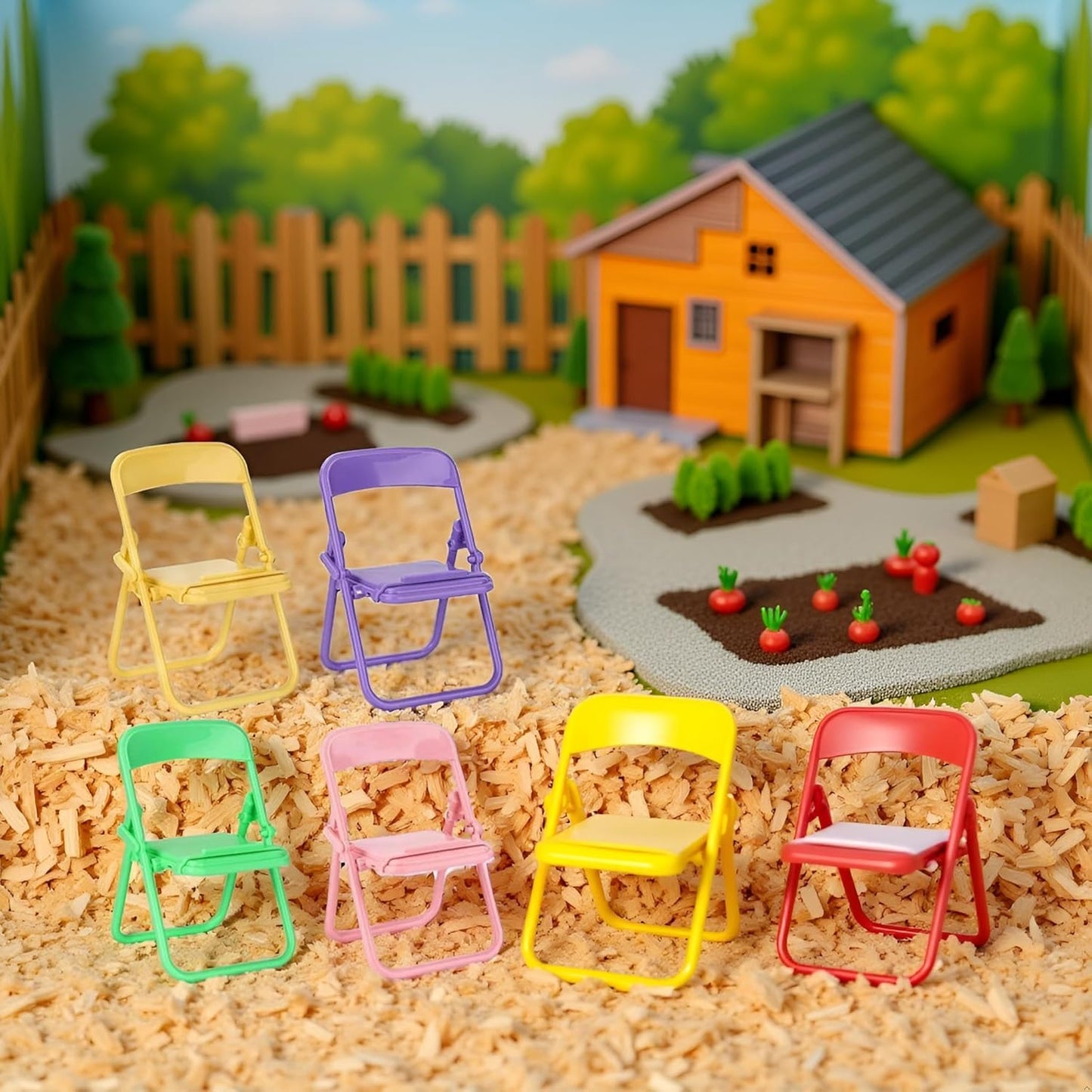 Qintreesify 5Pcs Multicolor Folding Chairs for 1:12 Dollhouse – Miniature Set