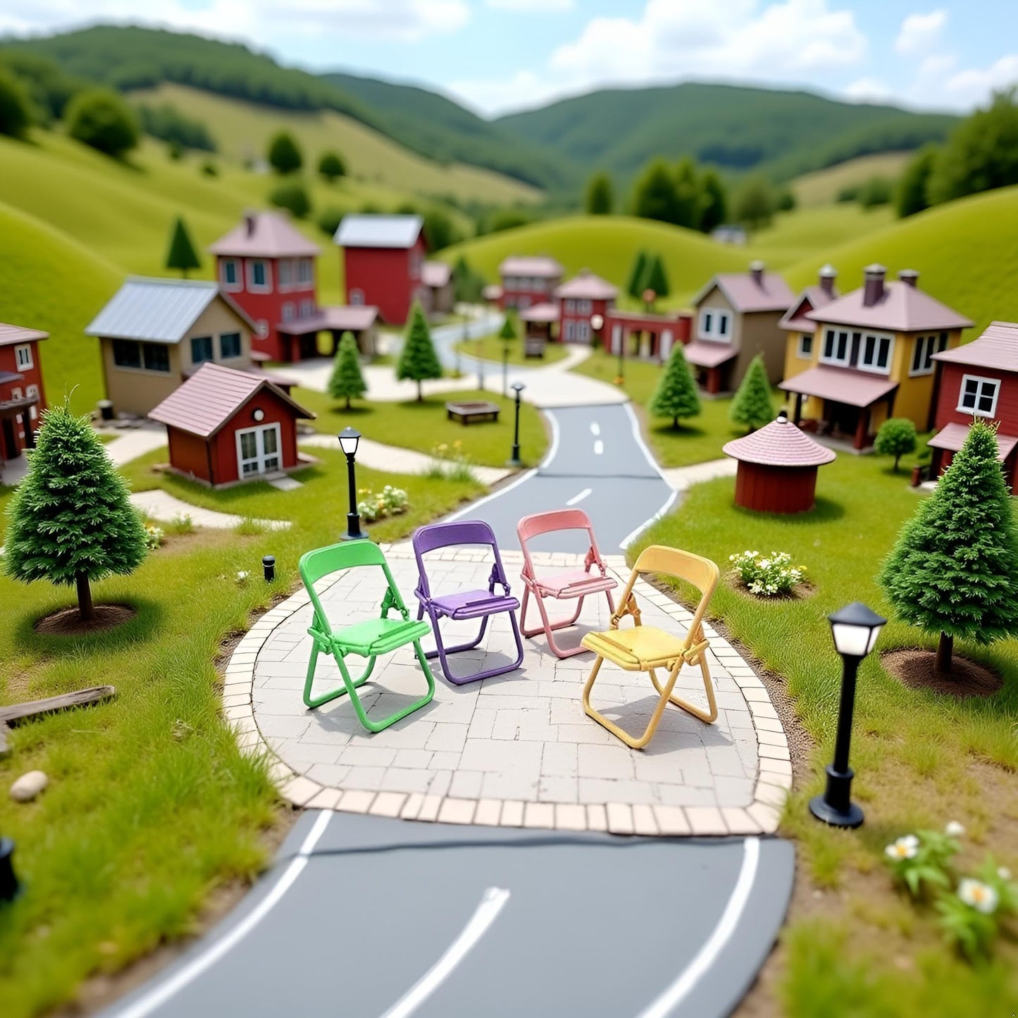 Qintreesify 5Pcs Multicolor Folding Chairs for 1:12 Dollhouse – Miniature Set