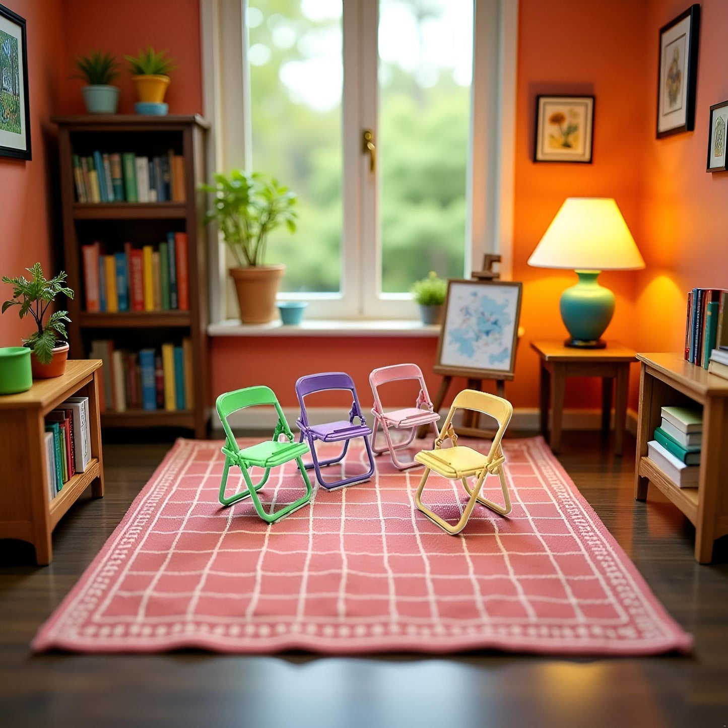Qintreesify 5Pcs Multicolor Folding Chairs for 1:12 Dollhouse – Miniature Set