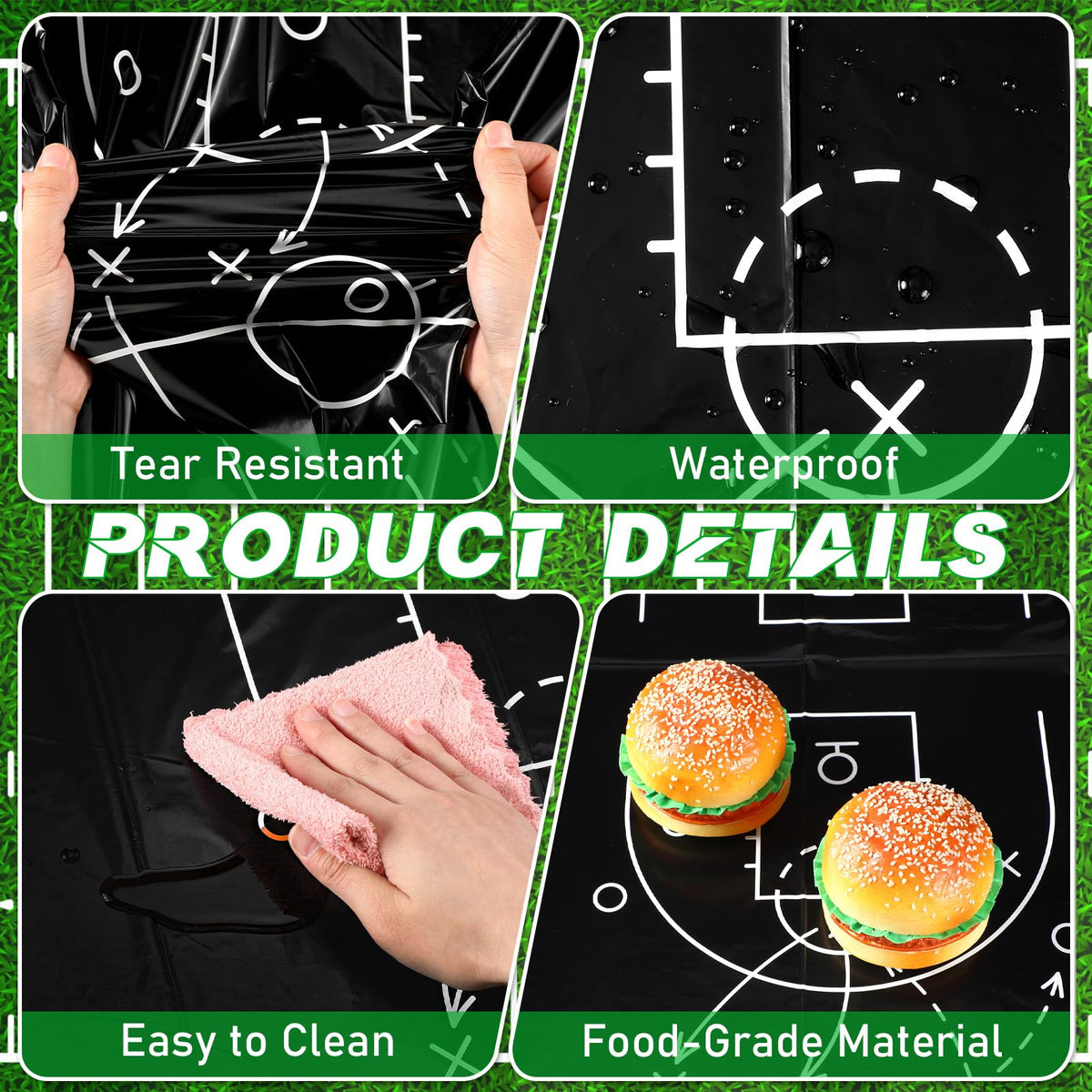 Qinyoung 4-Piece Basketball Tablecloth Set | Disposable PVC Covers 108 x 54 in