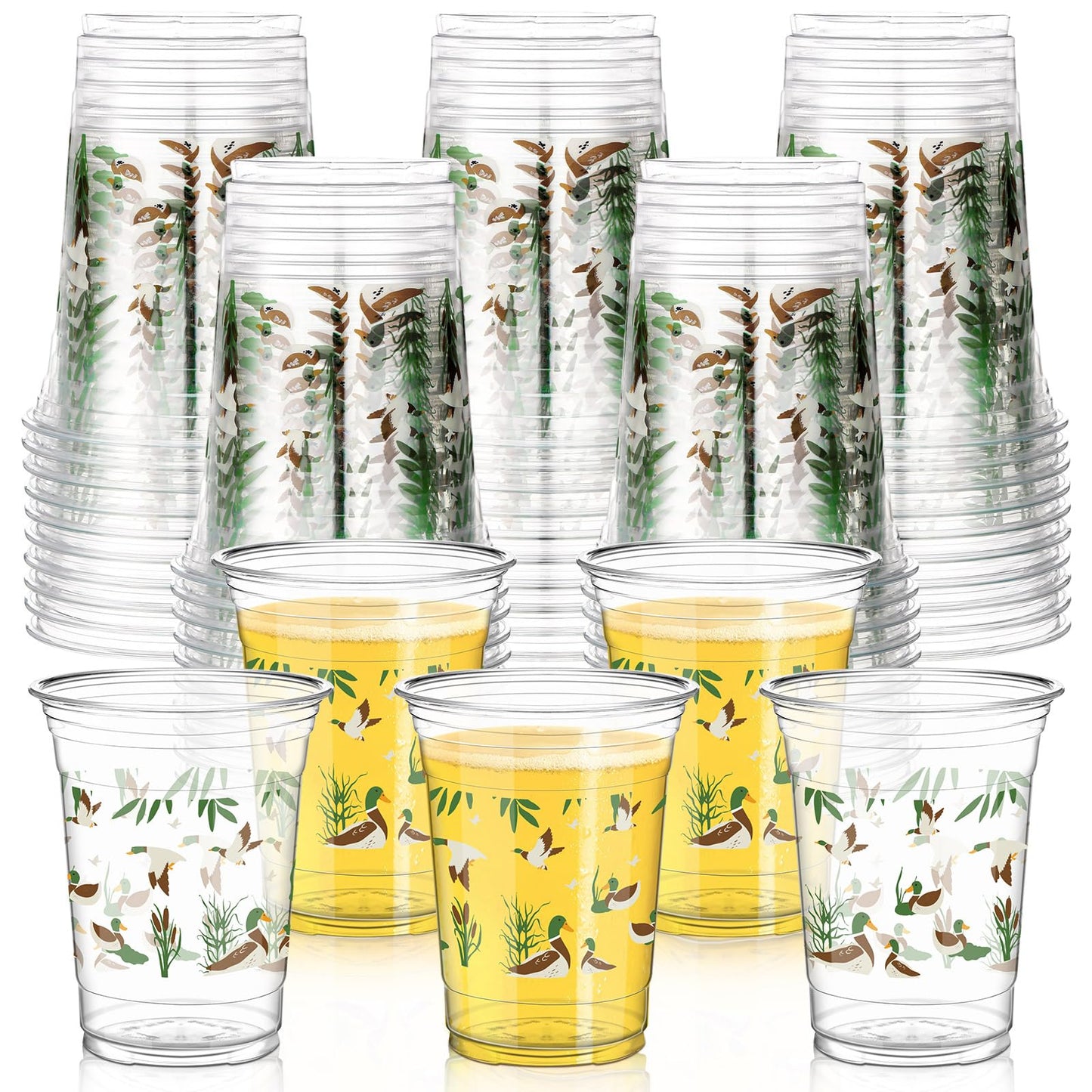 Qinyoung 50 Pcs 16 oz Mallard Duck Cups – Disposable Party Cups for Hunting Theme Celebrations