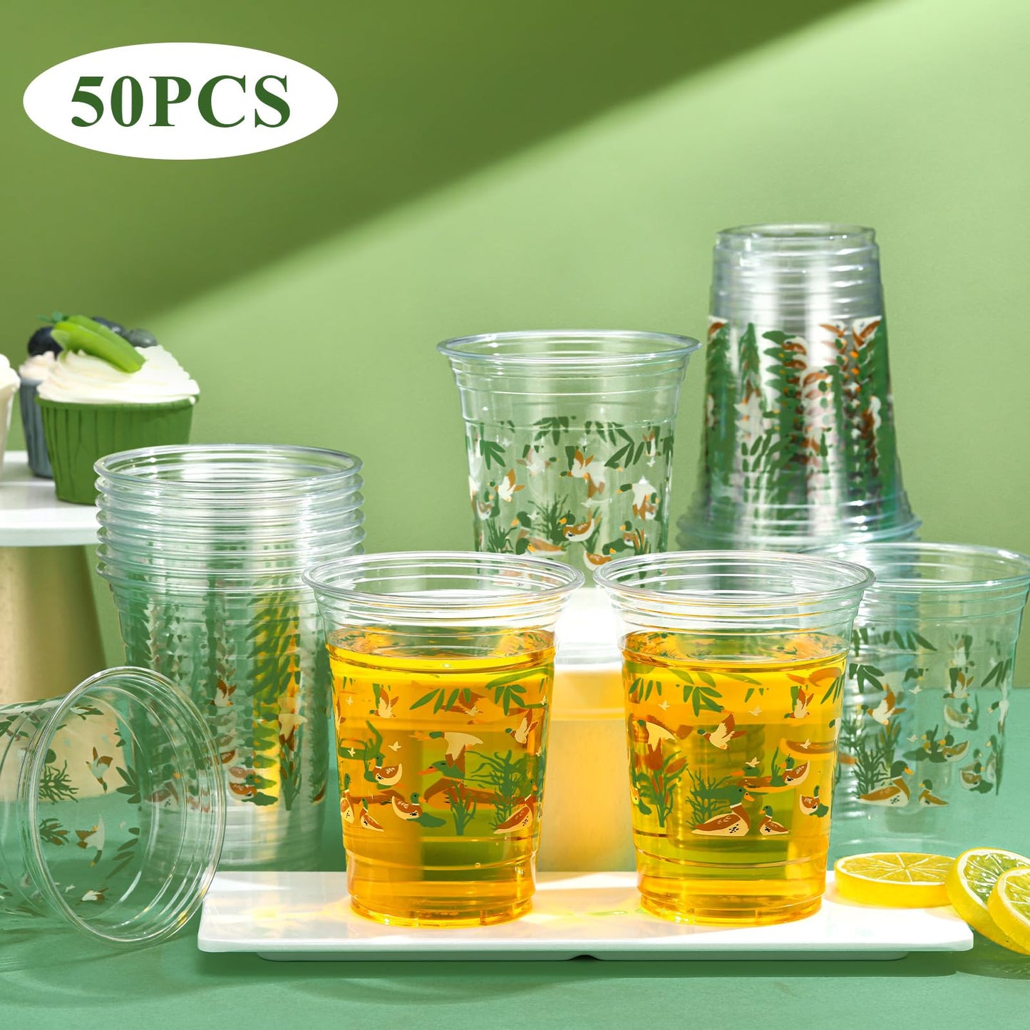 Qinyoung 50 Pcs 16 oz Mallard Duck Cups – Disposable Party Cups for Hunting Theme Celebrations