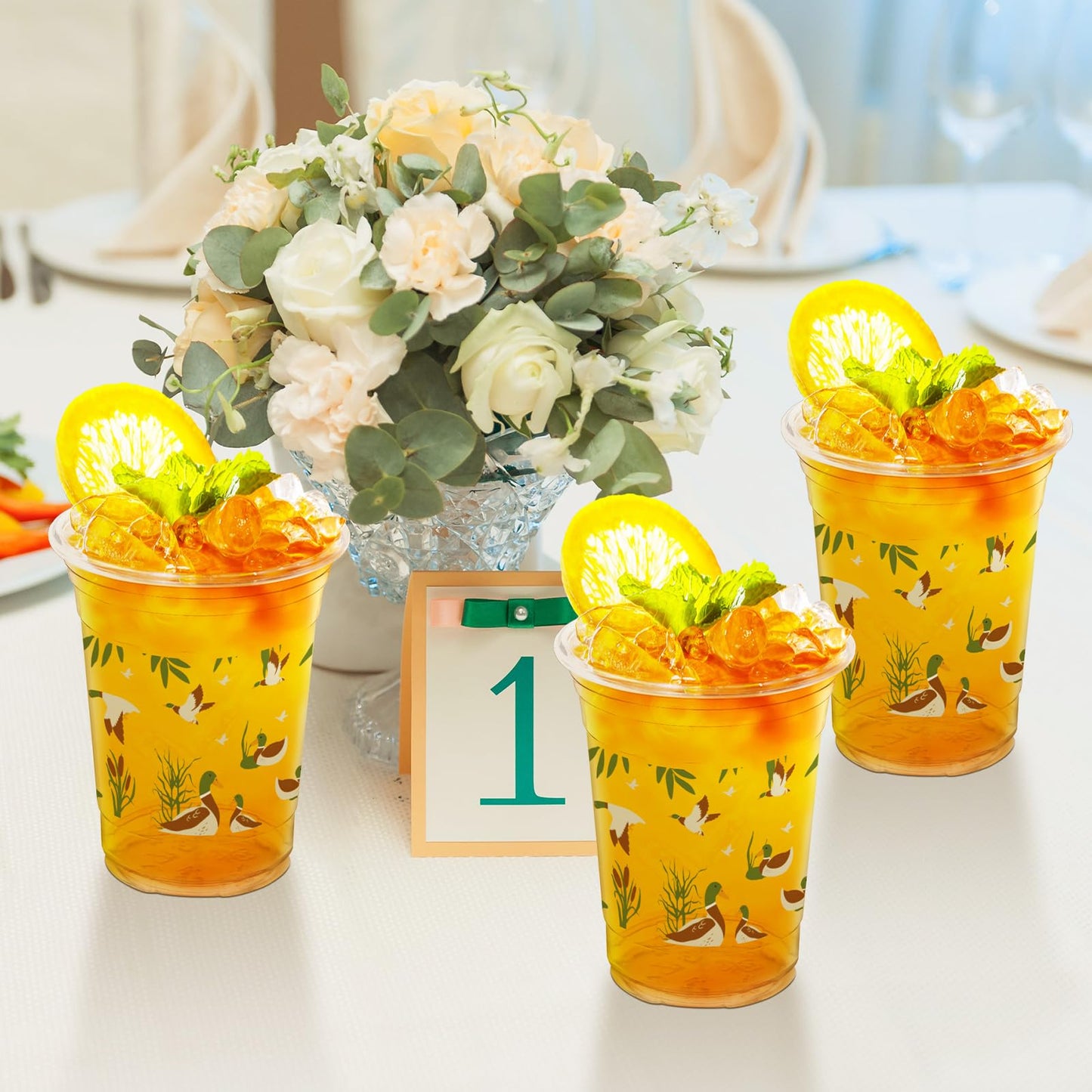 Qinyoung 50 Pcs 16 oz Mallard Duck Cups – Disposable Party Cups for Hunting Theme Celebrations