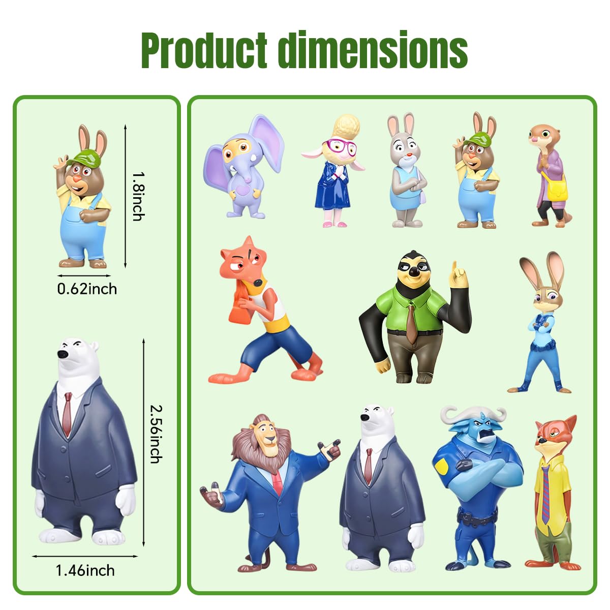 QIOJIRMU 12 Pcs Cartoon Animal Figures Set – City Adventure Mini Action Figures