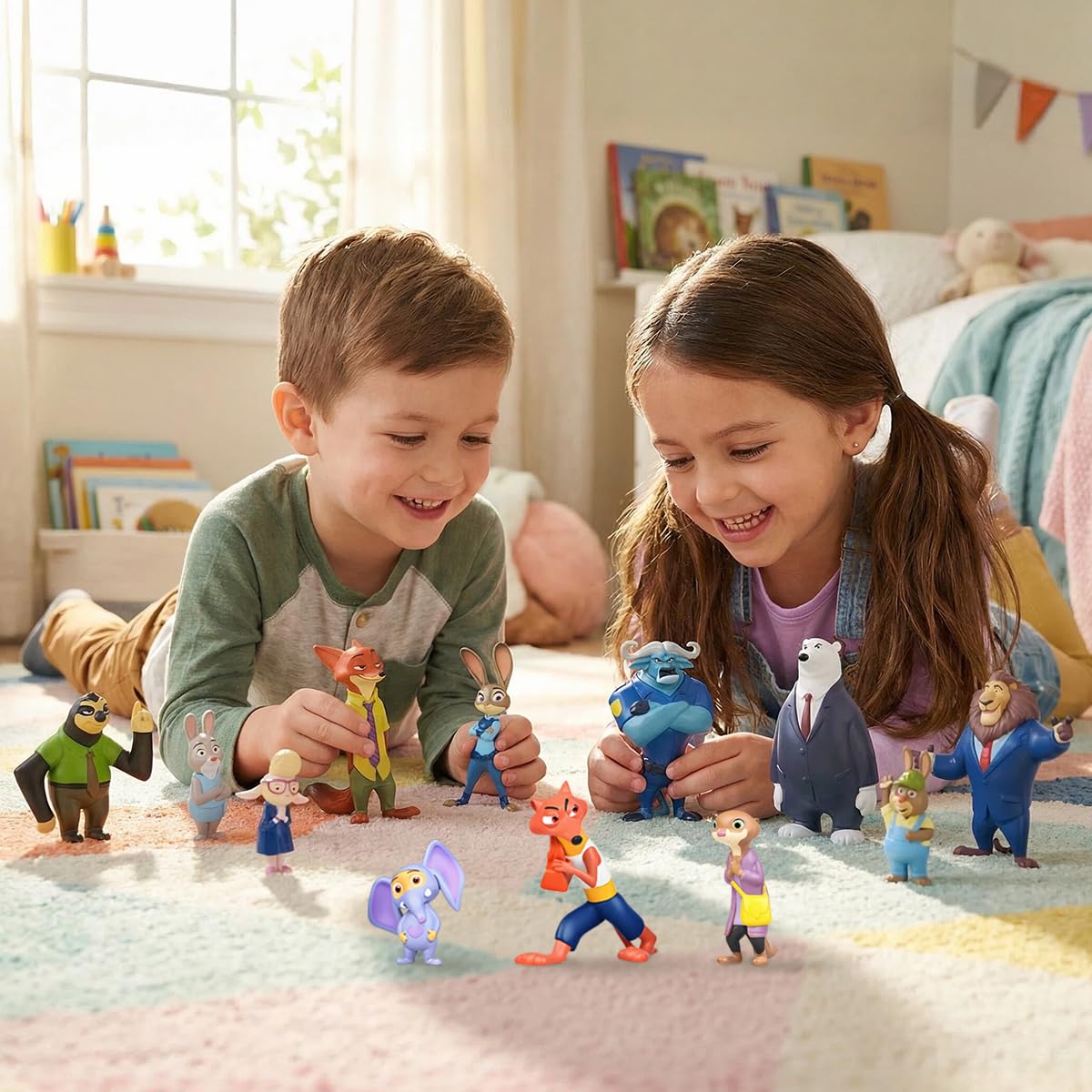 QIOJIRMU 12 Pcs Cartoon Animal Figures Set – City Adventure Mini Action Figures