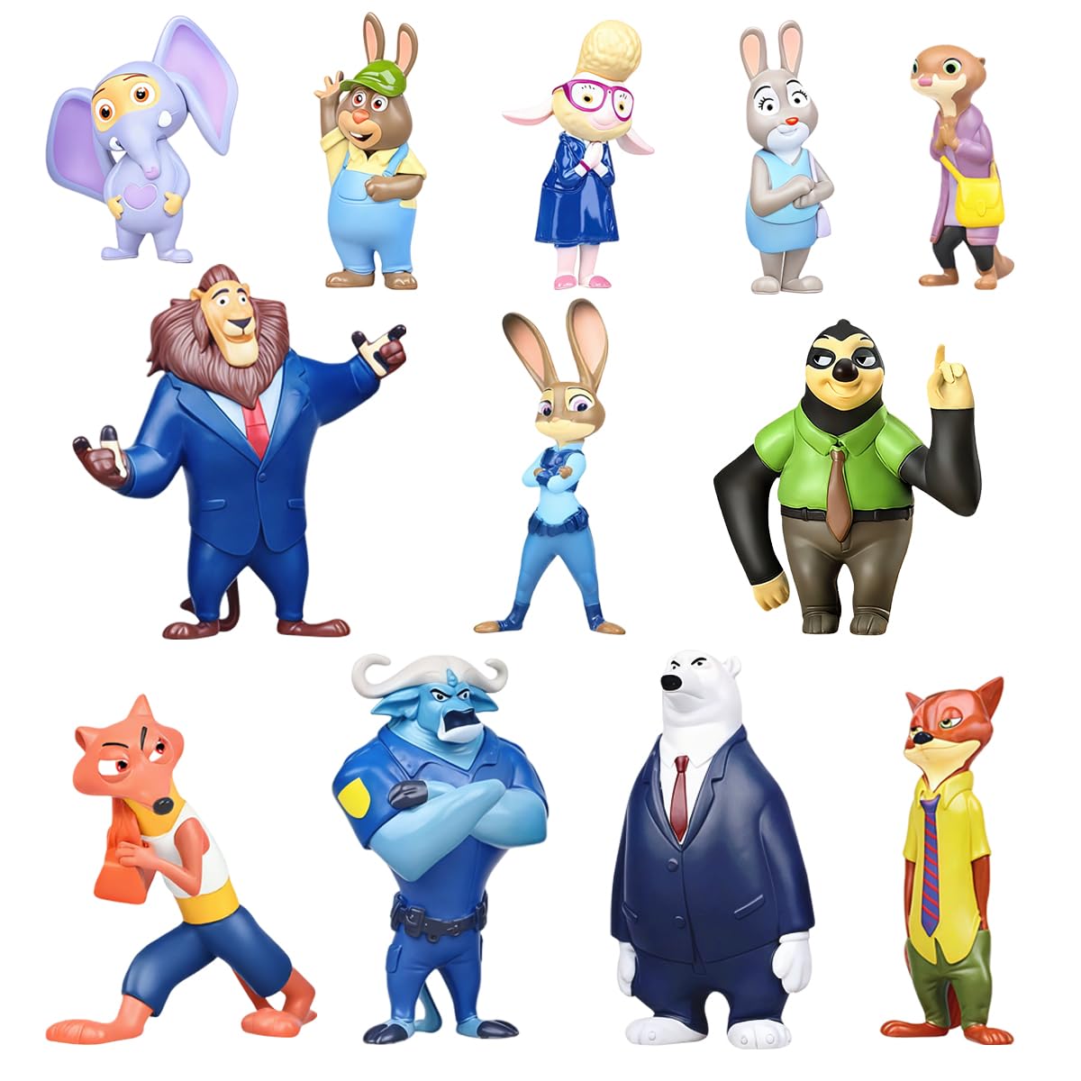 QIOJIRMU 12 Pcs Cartoon Animal Figures Set – City Adventure Mini Action Figures