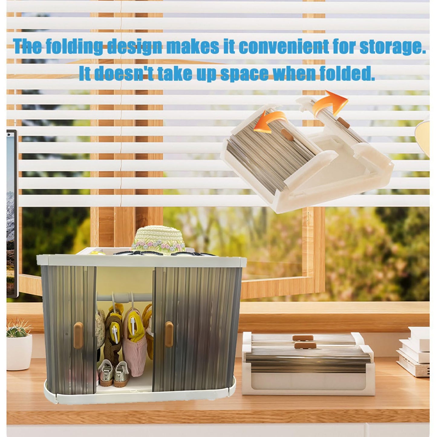 QIPECO Foldable Doll Wardrobe with 10 Hangers & 1 Rod – Labubu Doll Clothes Compatible, Space-Saving Display Cabinet