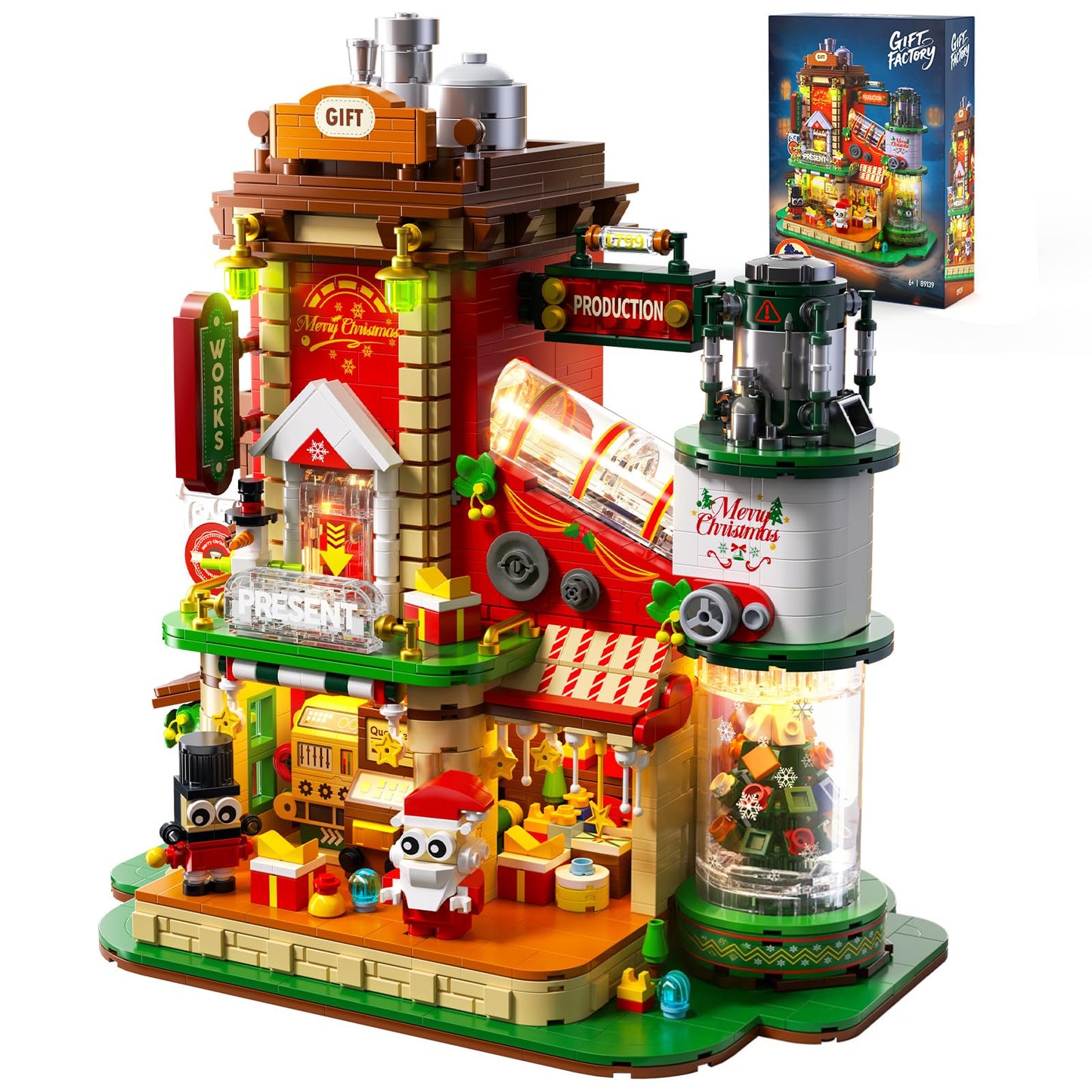 QiqoPoyee Christmas Factory Building Blocks Set 2775PCS – Light-Up DIY Holiday Village Kit (2025)