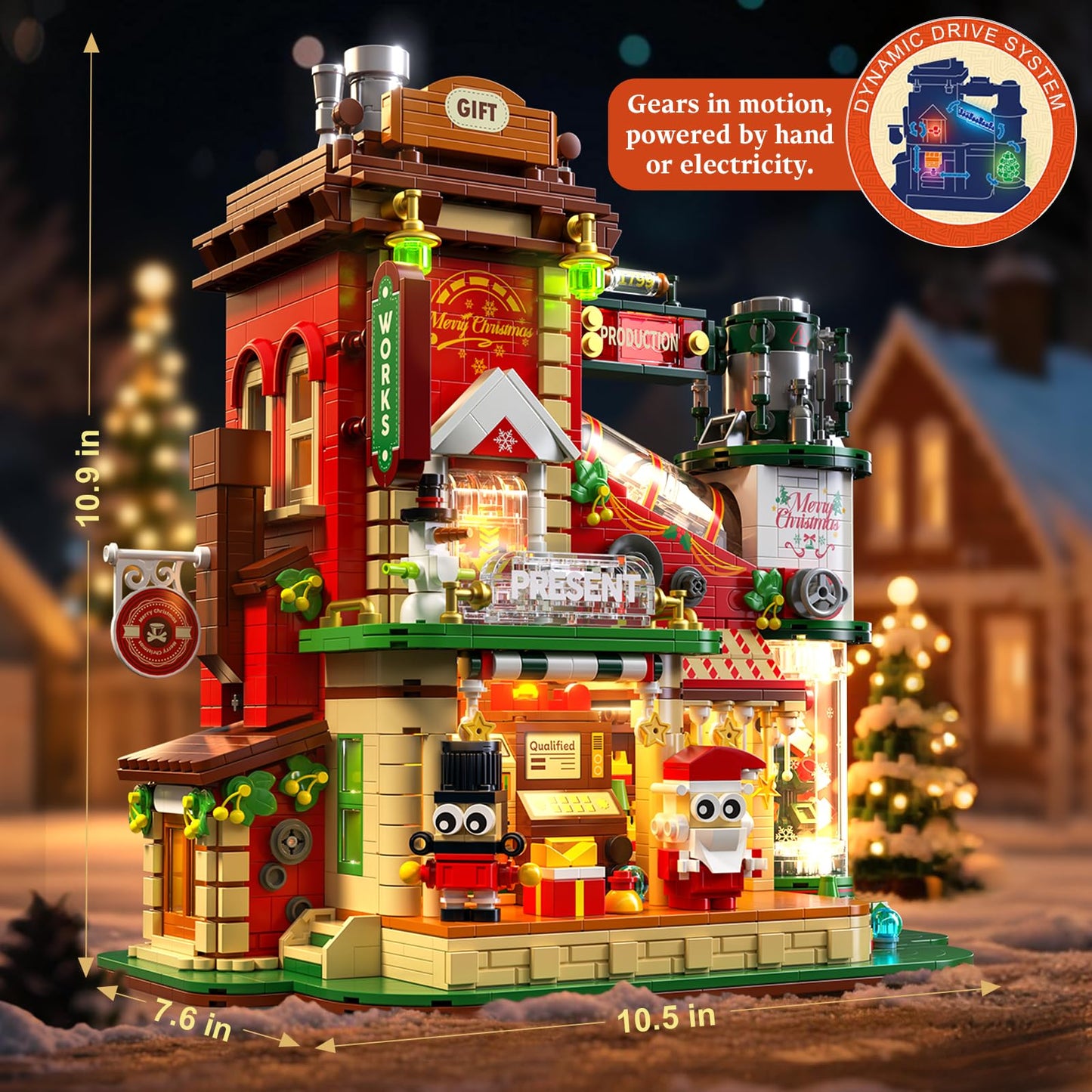 QiqoPoyee Christmas Factory Building Blocks Set 2775PCS – Light-Up DIY Holiday Village Kit (2025)