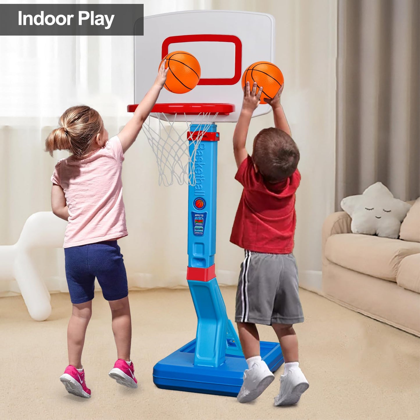 Qirptey Toddler Adjustable Basketball Hoop – Indoor & Poolside Mini Goal with Pump