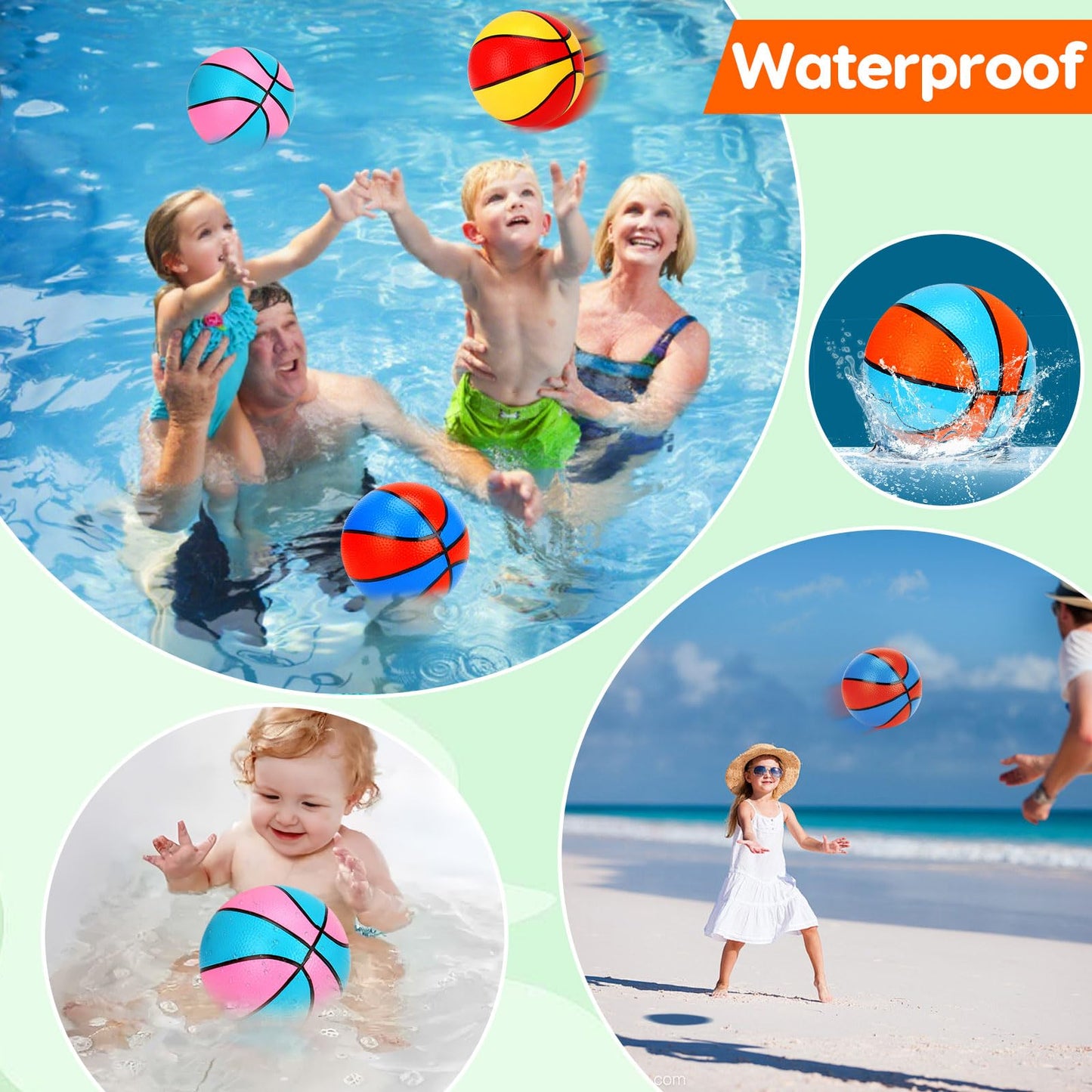Qirptey 4-Pack Mini Basketballs 7in with Pump – Kids Indoor & Outdoor Playset