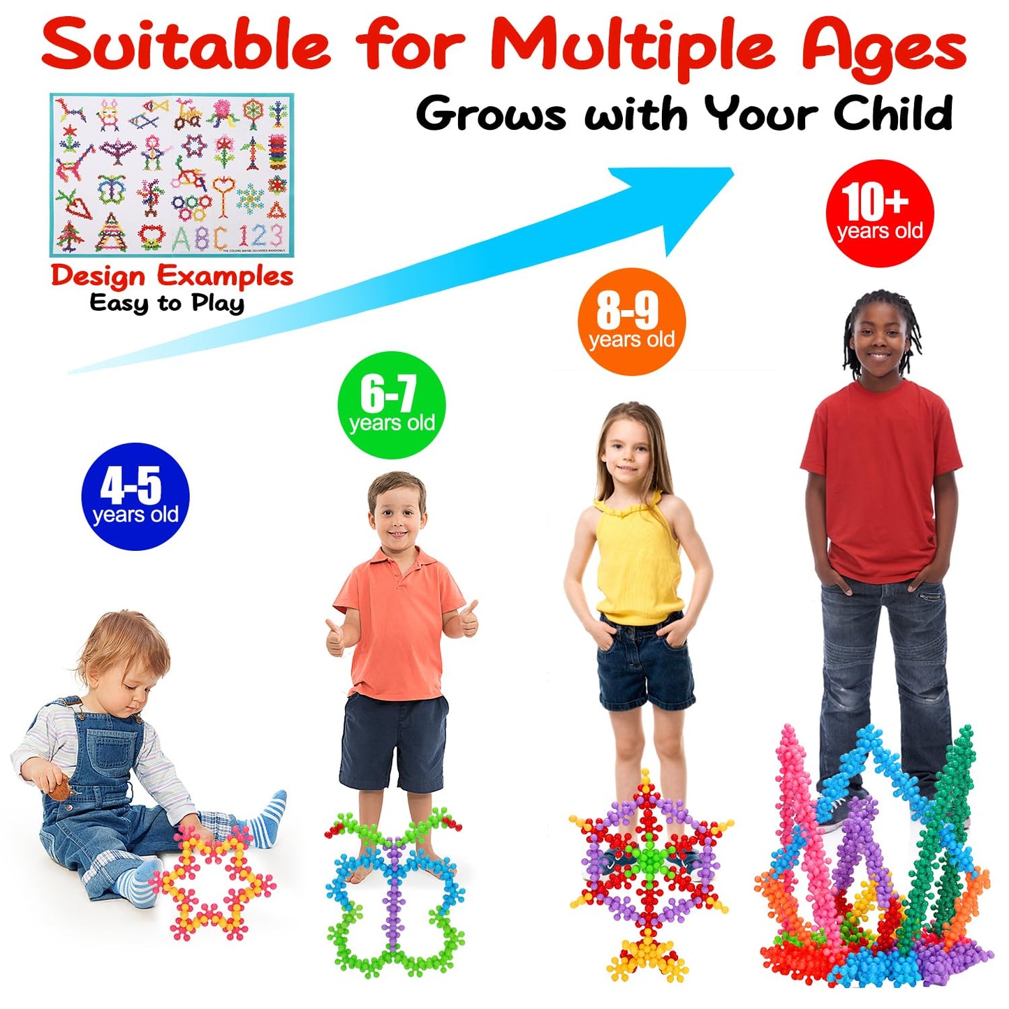 Qirptey 300-Piece STEM Building Blocks for Kids 3-8 | Interlocking Discs Set