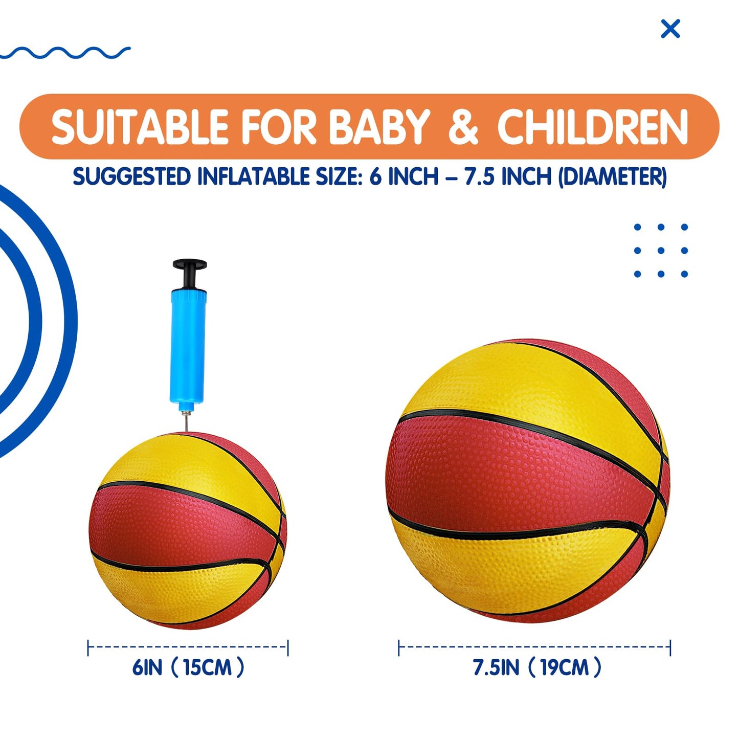 Qirptey 4-Pack Mini Basketballs 7in with Pump – Kids Indoor & Outdoor Playset