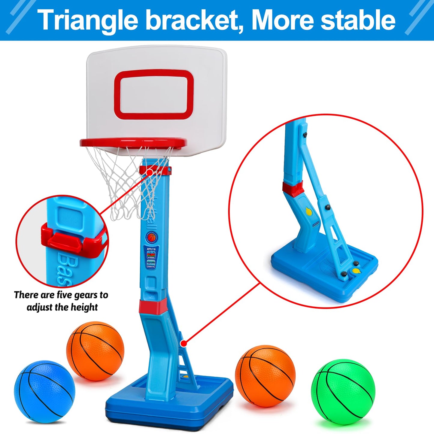 Qirptey Toddler Adjustable Basketball Hoop – Indoor & Poolside Mini Goal with Pump