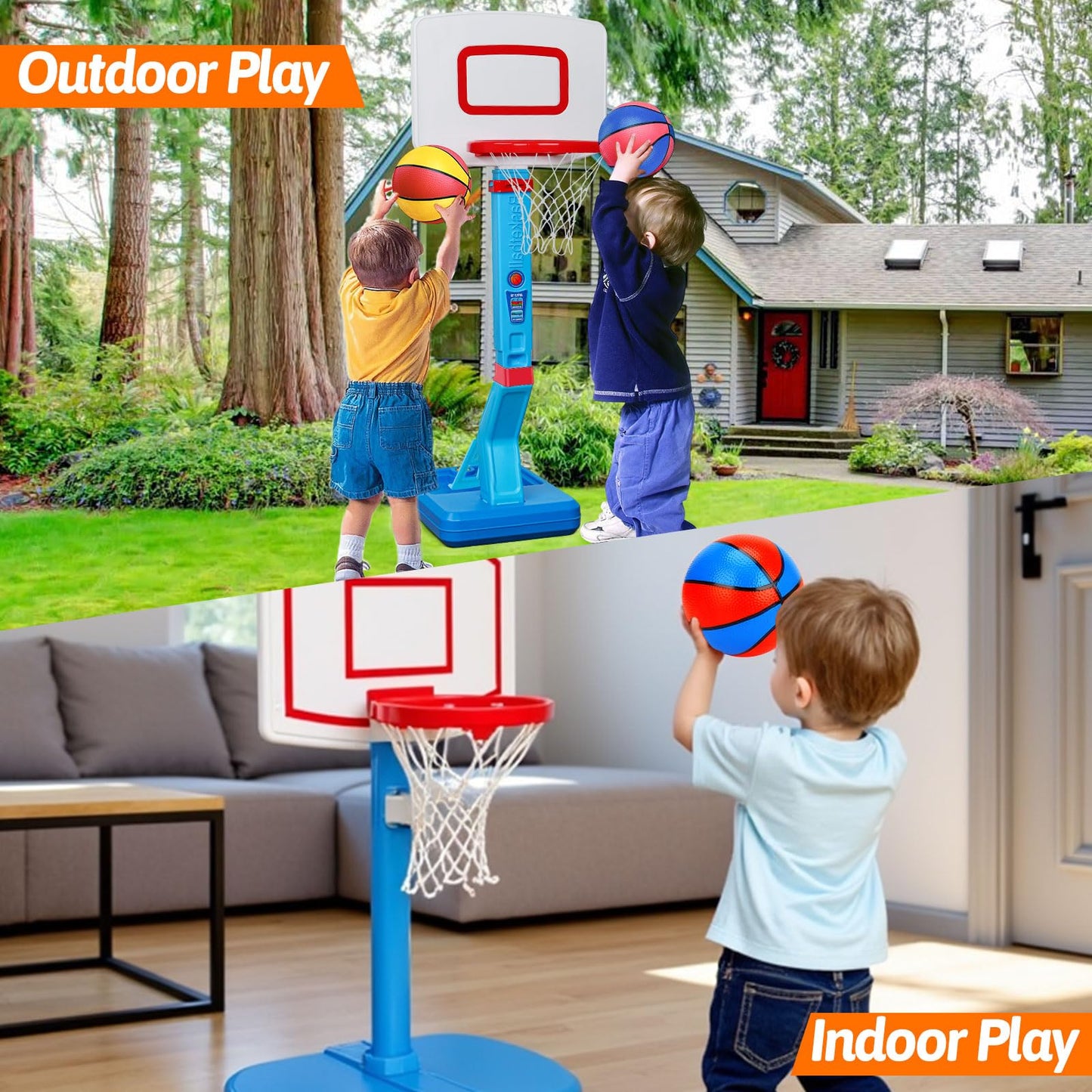 Qirptey 4-Pack Mini Basketballs 7in with Pump – Kids Indoor & Outdoor Playset