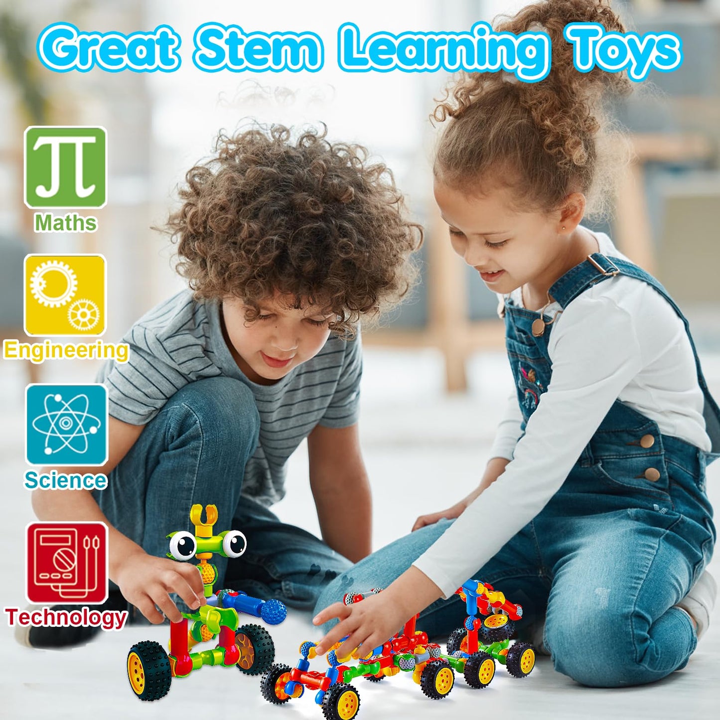 Qirptey Kids STEM Building Toys - 125 Pieces for 3-8+ Year Olds